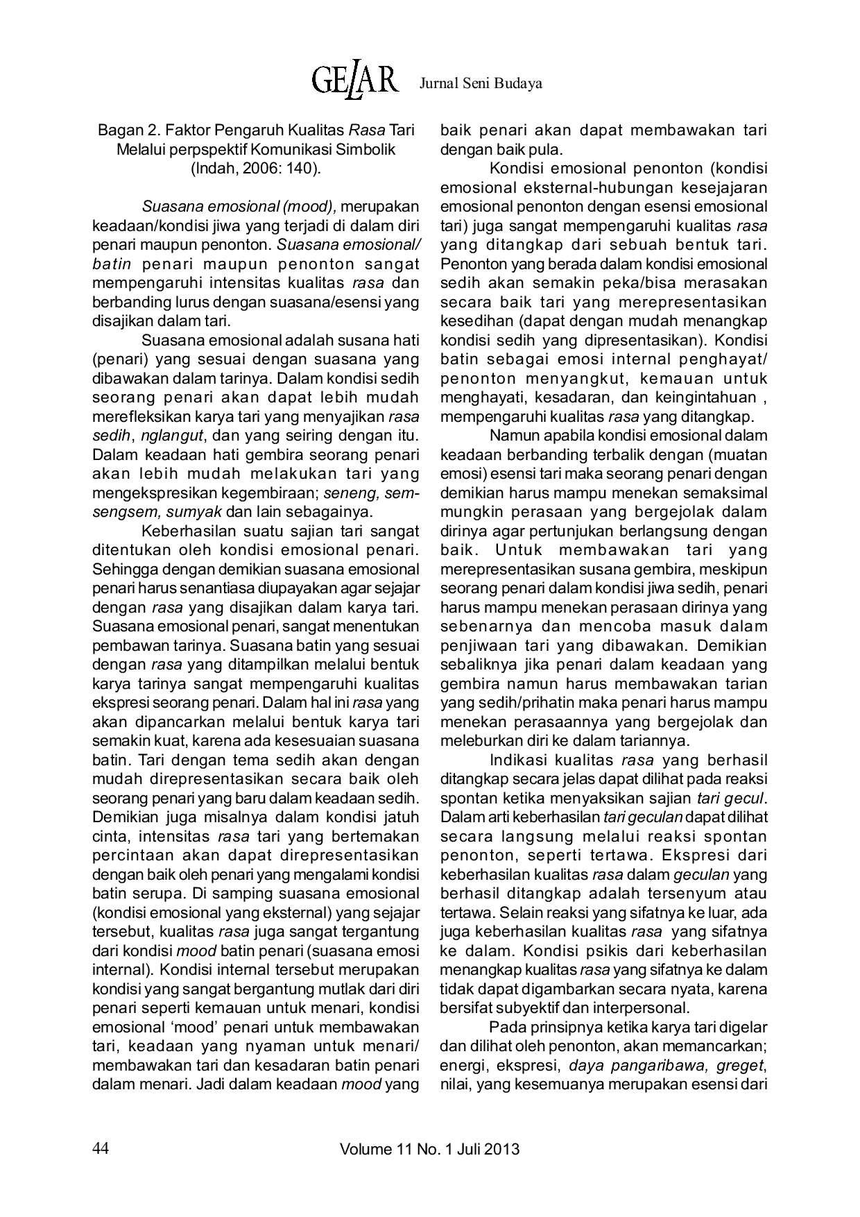 JURIS Faktor Faktor Yang Mempengaruhi Kualitas Rasa Dalam Tari Jawa Gaya Surakarta