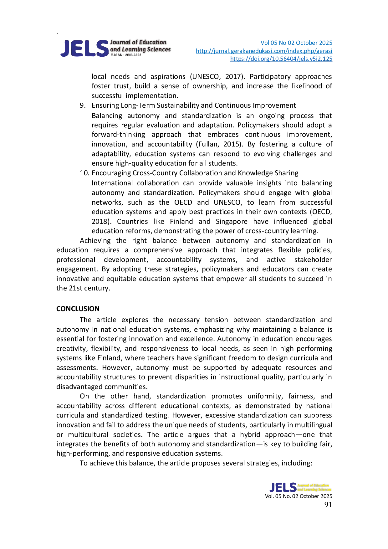 JURIS Autonomy and Standardization of National Education Towards a Balance Between Freedom and Quality