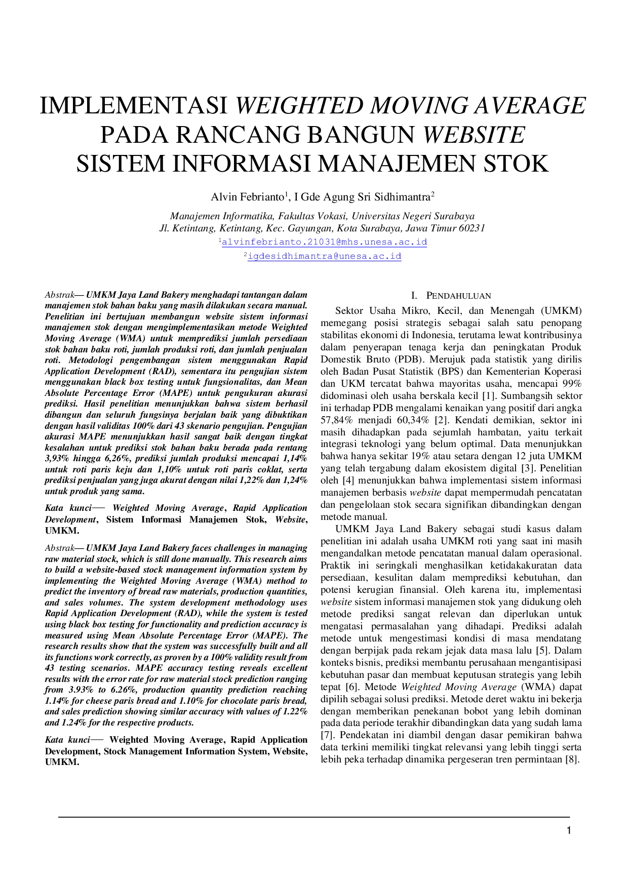 JURIS Implementasi Weighted Moving Average pada Rancang Bangun Website Sistem Informasi Manajemen Stok