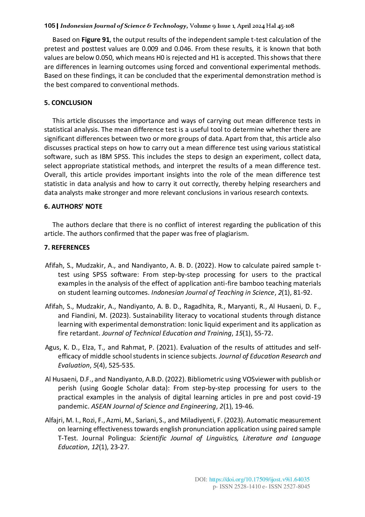 juris How to Calculate Statistics for Significant Difference Test Using SPSS Understanding Students Comprehension on the Concept of Steam Engines as Power Plant