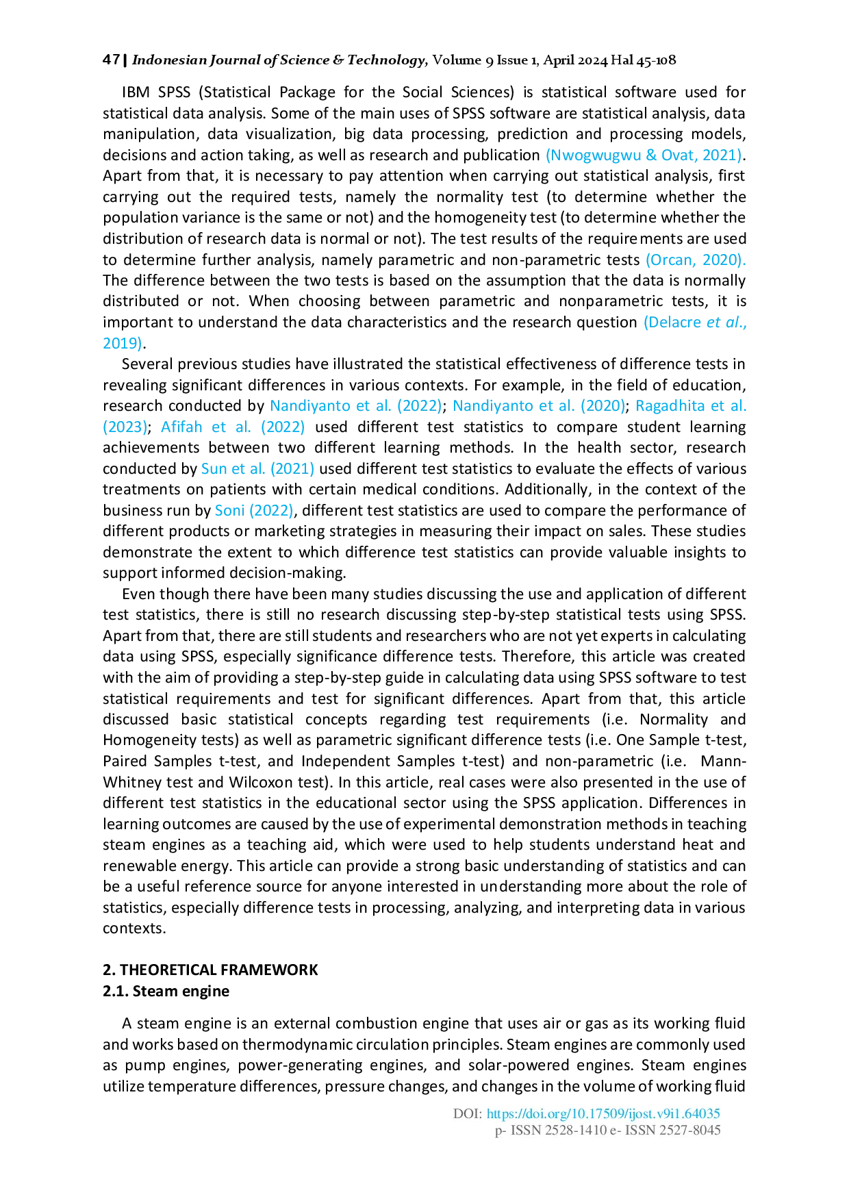 juris How to Calculate Statistics for Significant Difference Test Using SPSS Understanding Students Comprehension on the Concept of Steam Engines as Power Plant