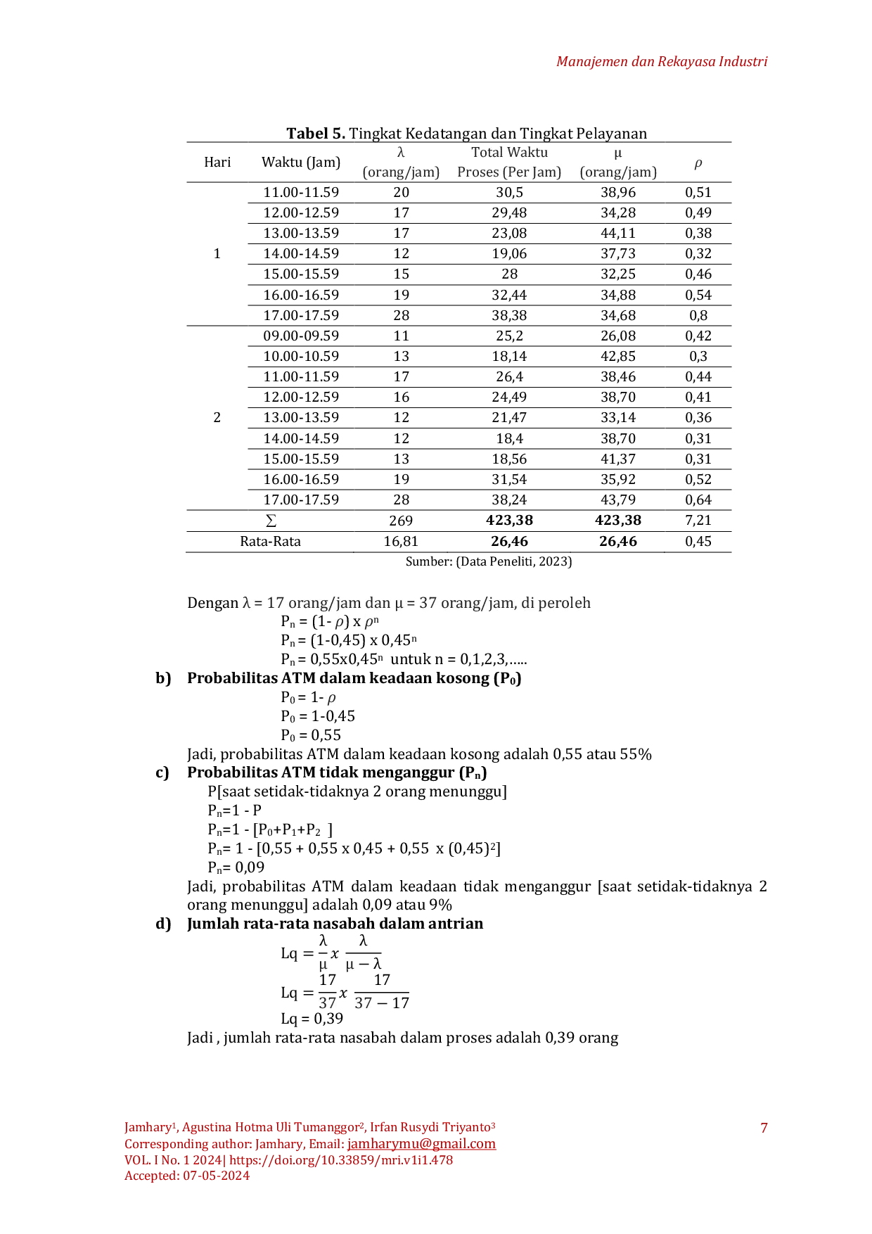 JURIS A Analisis Antrian Pada ATM Kampus Sari Mulia