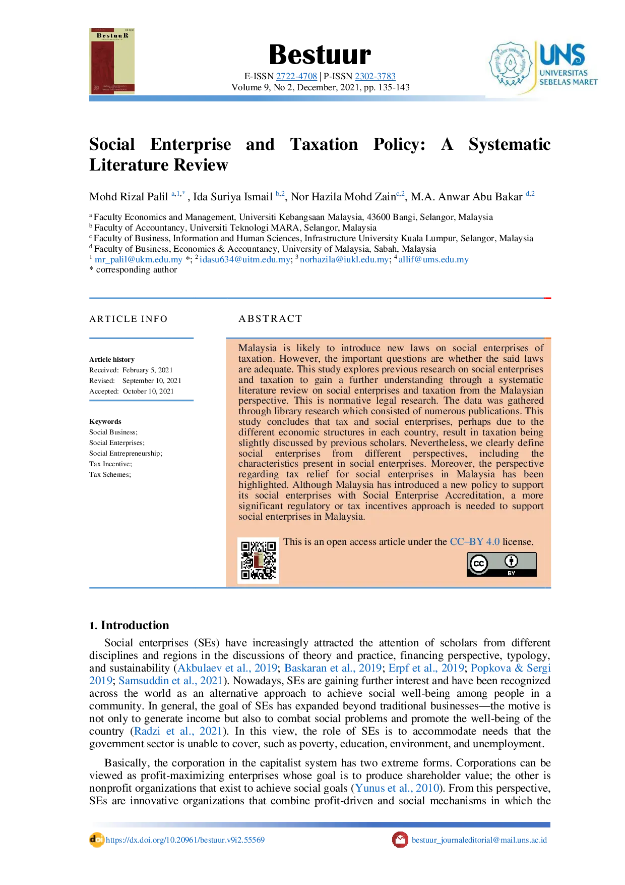juris Social Enterprise and Taxation Policy A Systematic Literature Review