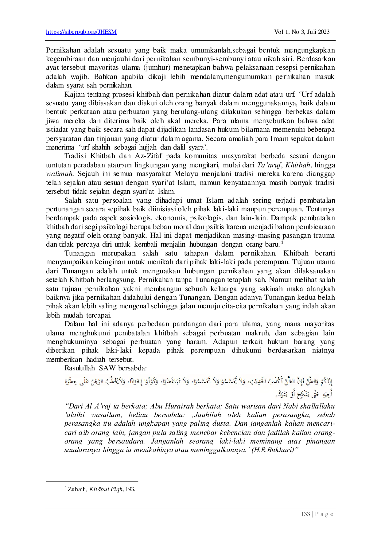 JURIS Problematika Praktik Khitbah Dan Az Zifaf Dalam Tradisi Perkawinan Masyarakat Melayu Kota Jambi Dalam Perspektif Urf Syar iyyah