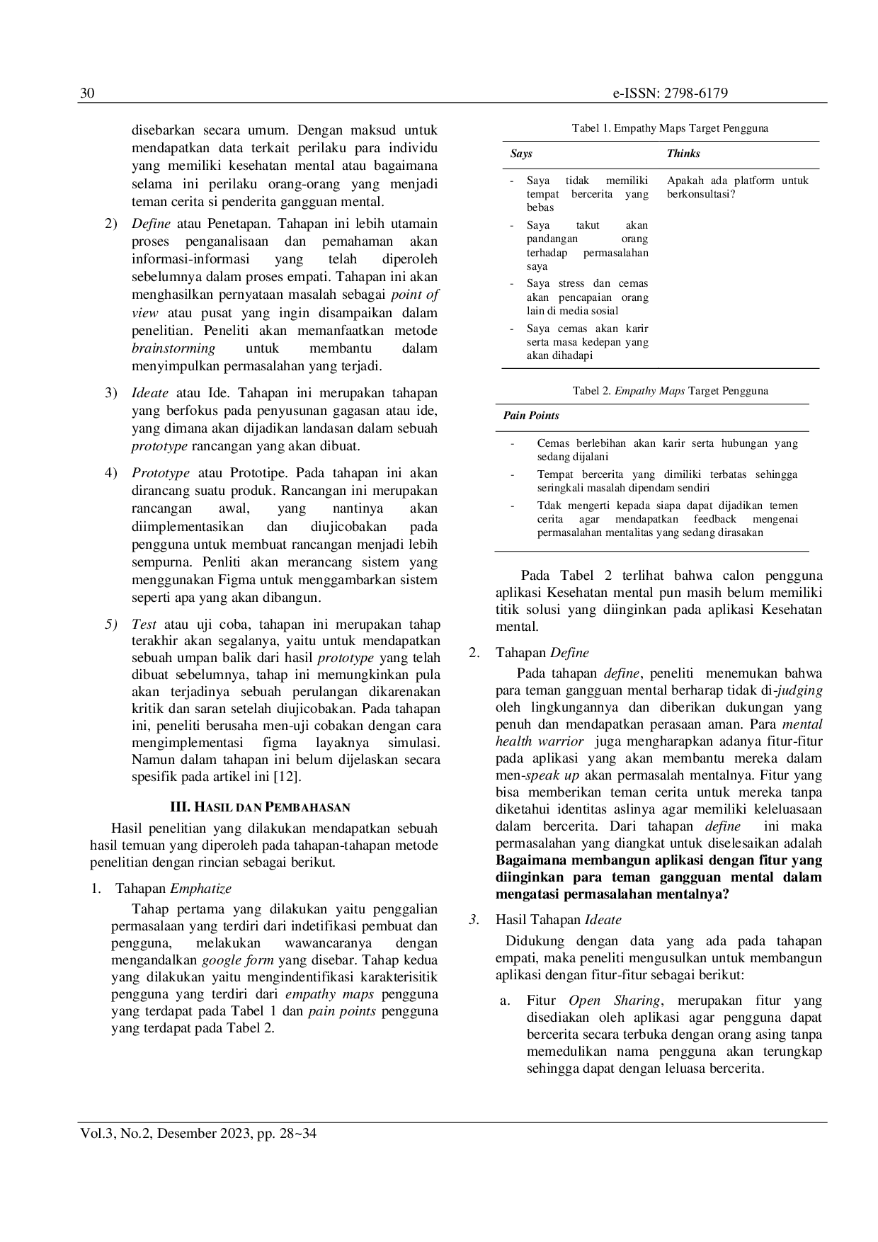 JURIS Perancangan Aplikasi Kesehatan Mental Berbasis Mobile Menggunakan Metode Design Thinking