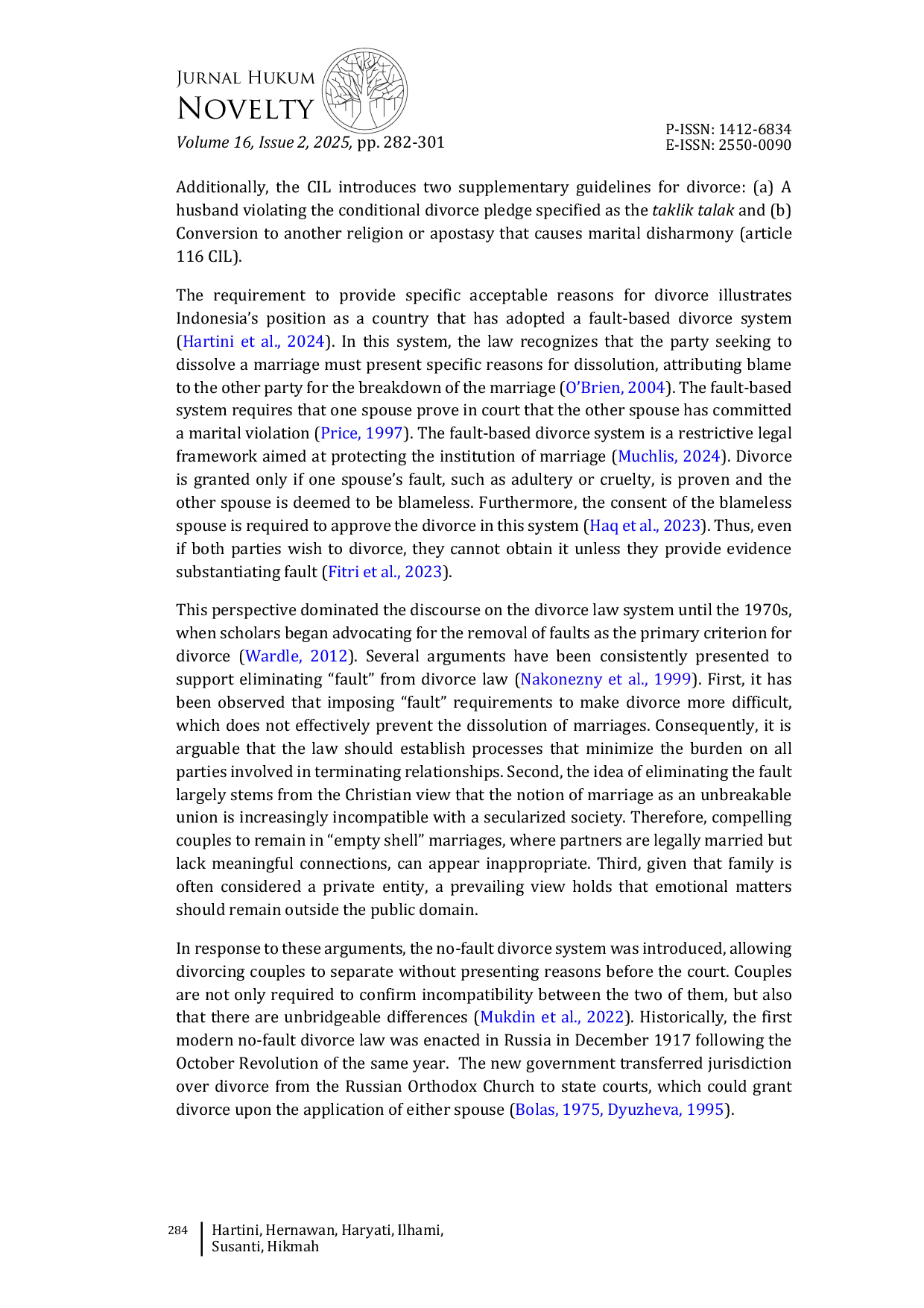 JURIS Between no fault and fault based Has Indonesia consistently adopted the fault based divorce law system