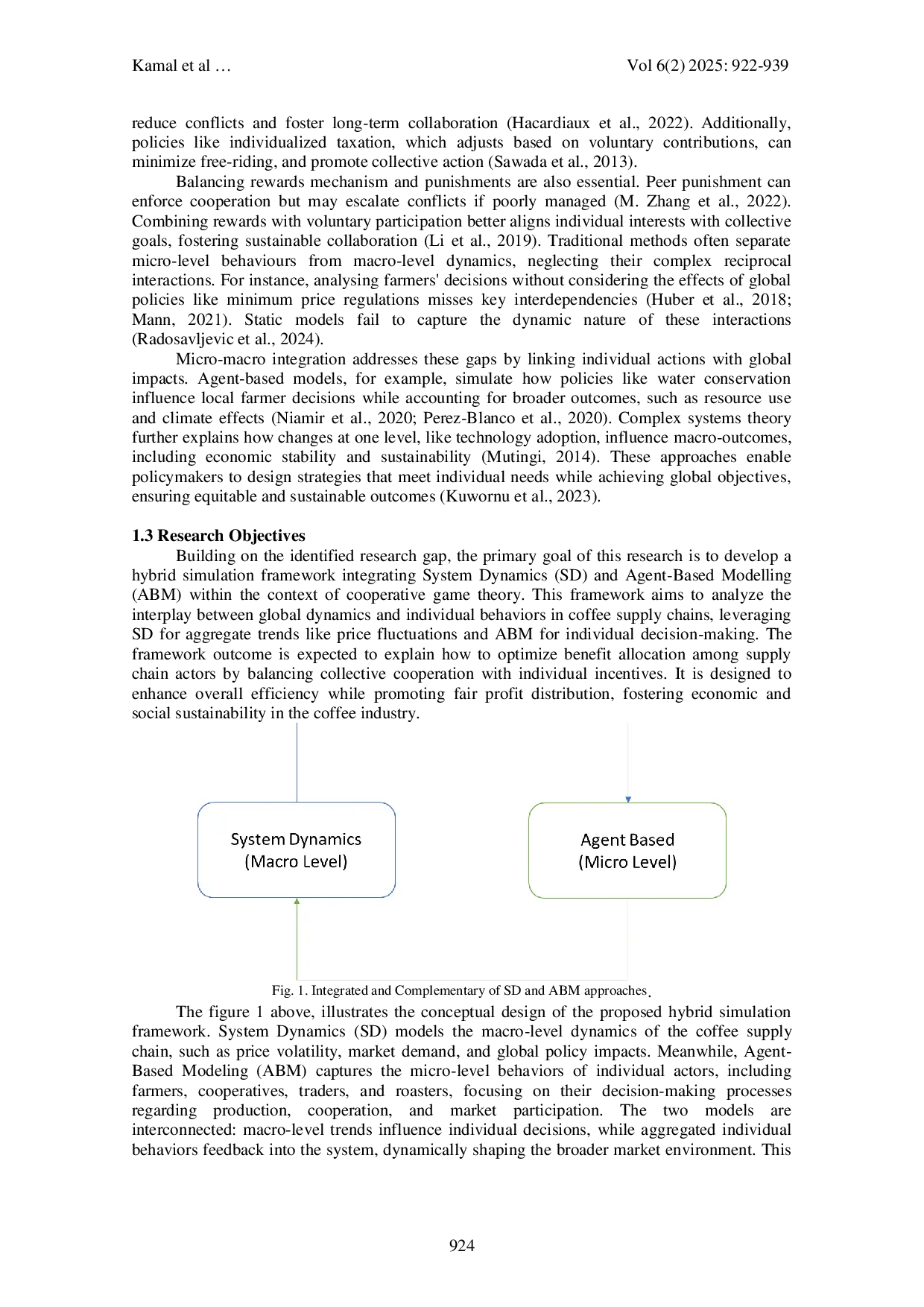JURIS A Framework of Hybrid System Dynamics and Agent Based Model With Cooperative Game Theory for Sustainable Coffee Supply Chain