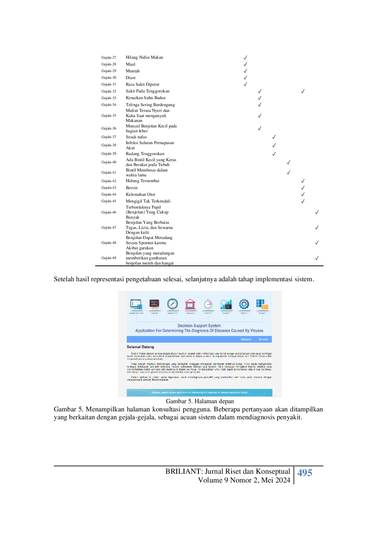 JURIS Sistem Pakar Diagnosa Penyakit Akibat Virus Pada Manusia Menggunakan Metode Teorema Bayes