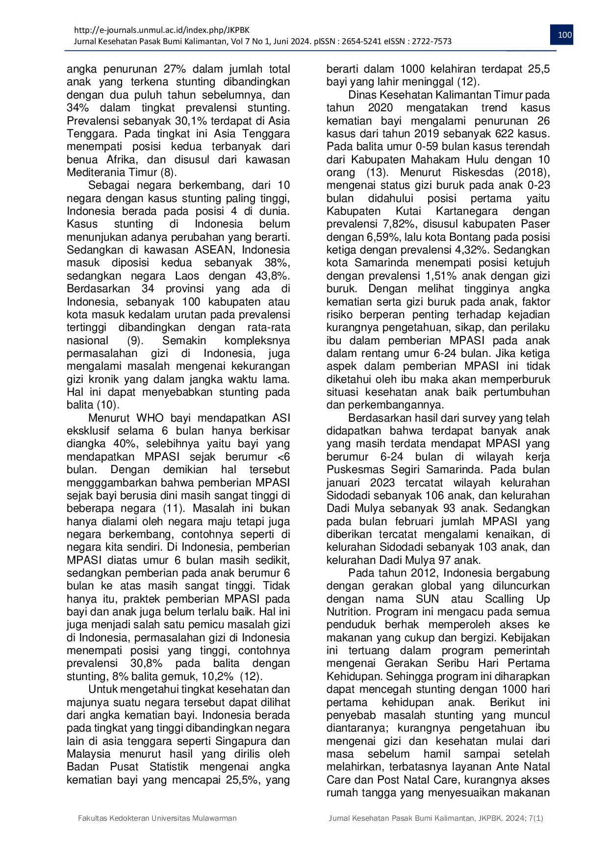 JURIS The Relationship Between Knowledge Attitudes and Actions of Mothers in Feeding Children Aged 6 24 months in The Segiri Health Centre Area Samarinda City