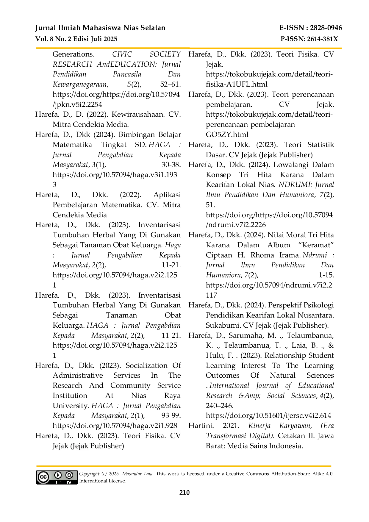 JURIS Pengaruh Pengalaman Kerja Terhadap Prestasi Kerja Pegawai Di Kantor Camat Boronadu Kabupaten Nias Selatan