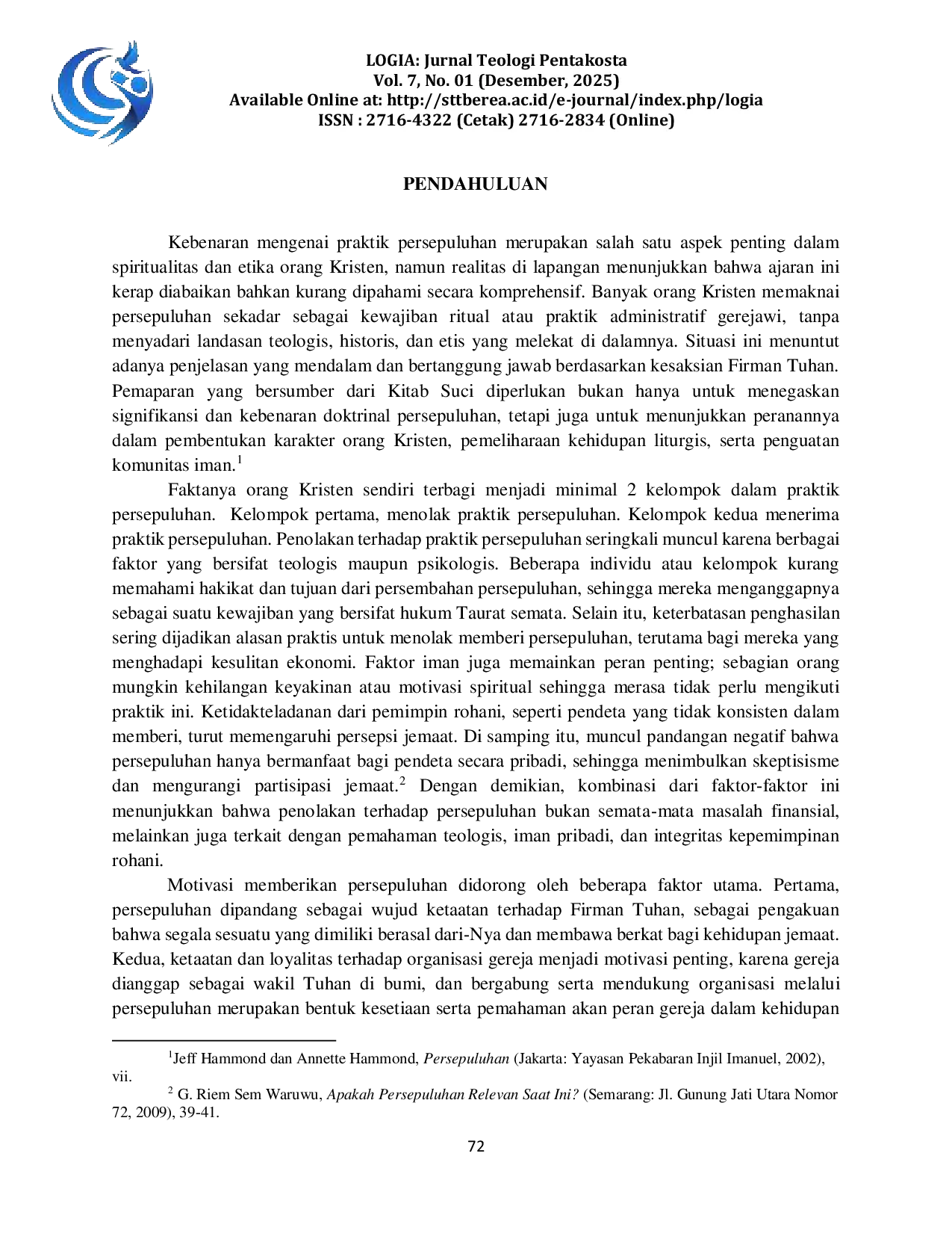 JURIS Dimensi Kultis dan Etis Kajian Historis Teologis Praktik Persepuluhan dalam Alkitab