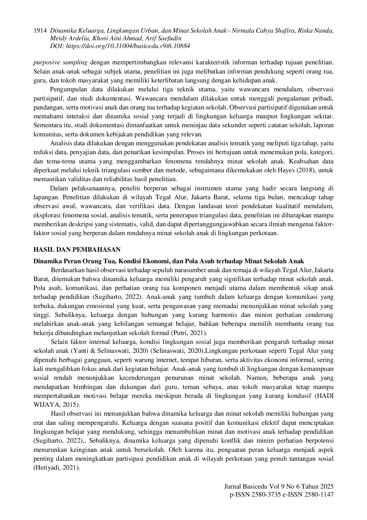 JURIS Dinamika Keluarga Lingkungan Urban dan Minat Sekolah Anak Studi Kualitatif