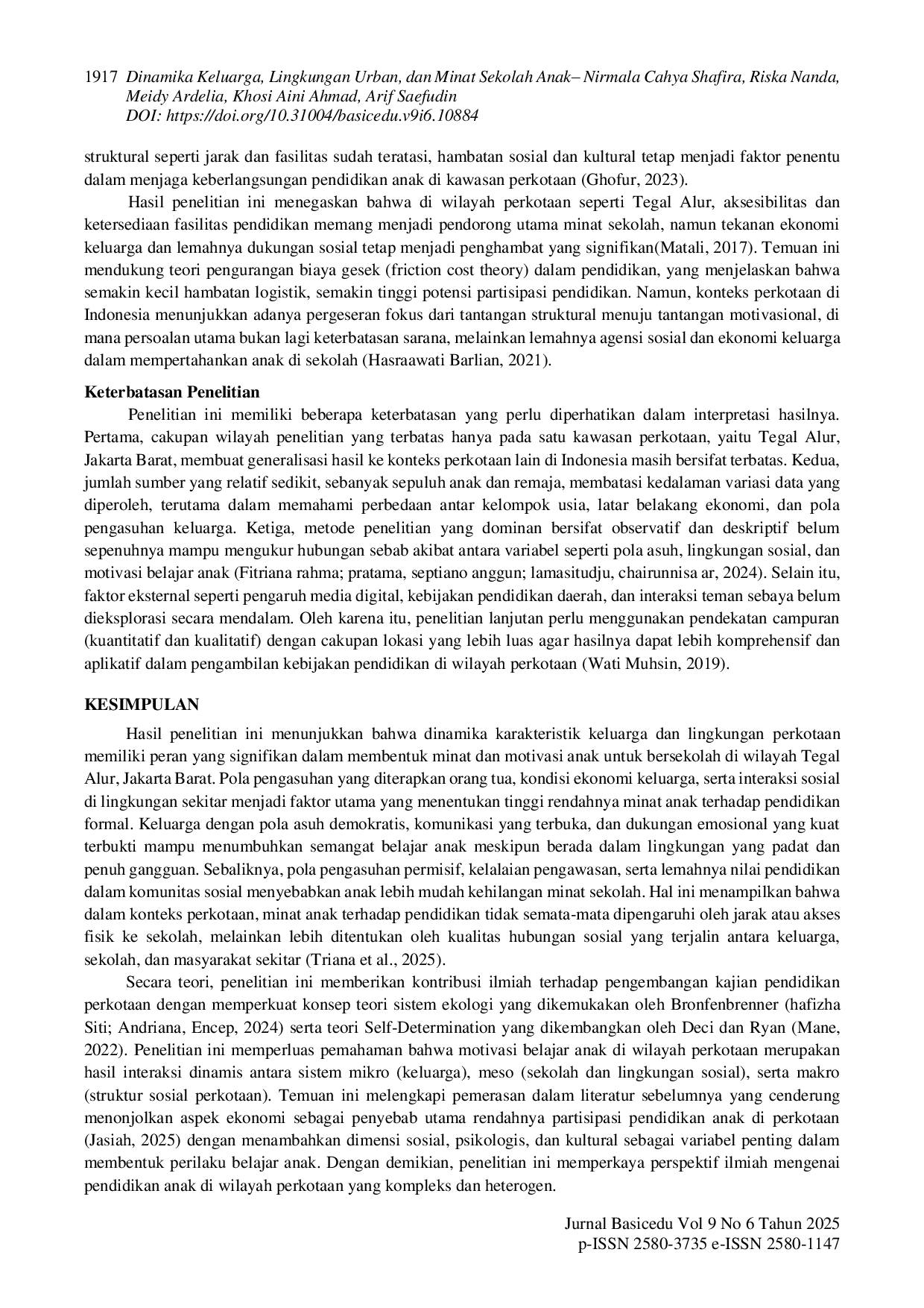 JURIS Dinamika Keluarga Lingkungan Urban dan Minat Sekolah Anak Studi Kualitatif