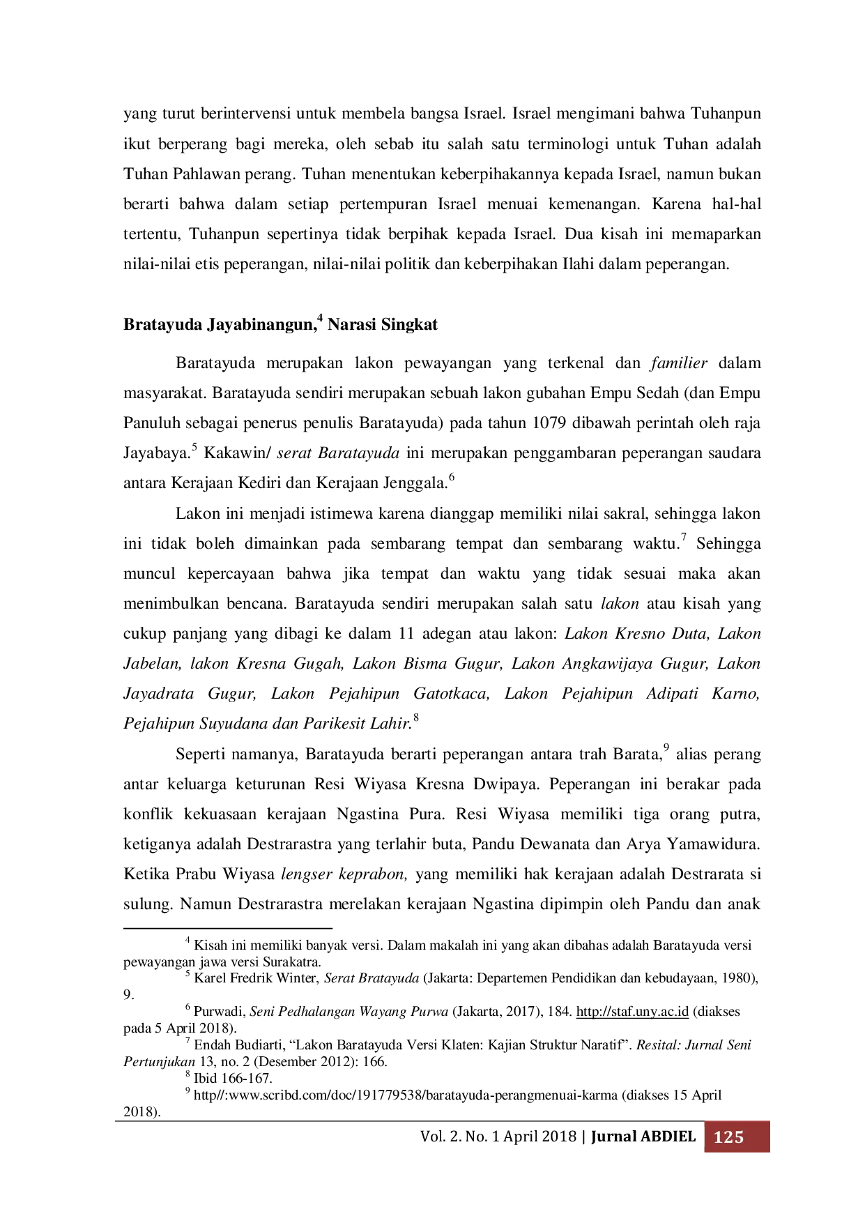 JURIS Memaknai Perang Baratayuda Dalam Perspektif Kitab Keluaran Exodus