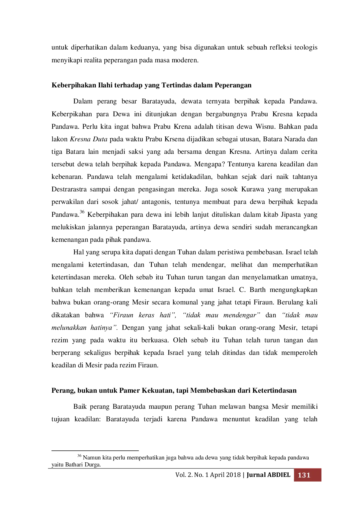 JURIS Memaknai Perang Baratayuda Dalam Perspektif Kitab Keluaran Exodus