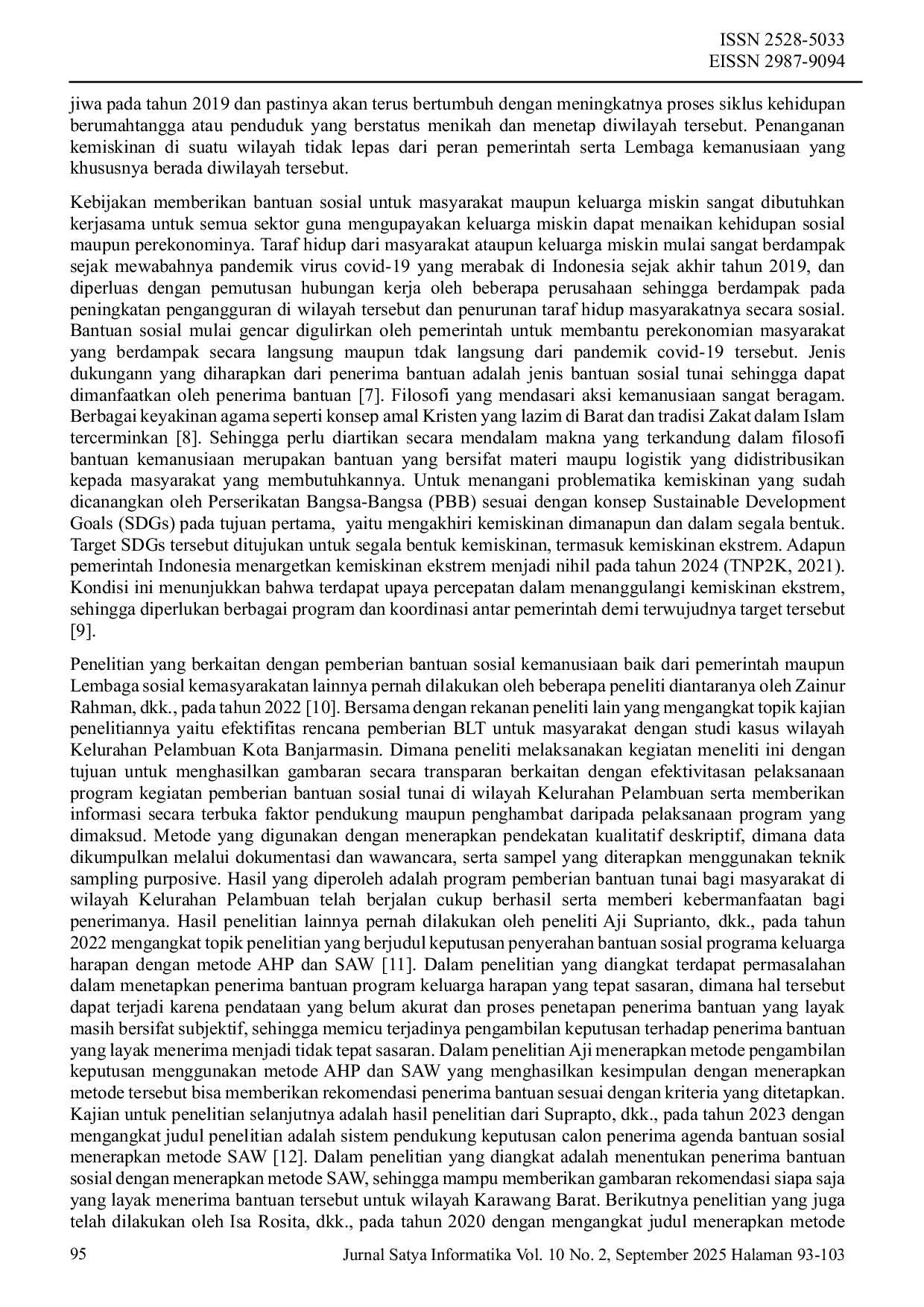 JURIS Penerapan Metode Moora Dalam Pengambilan Keputusan Penerima Bantuan Sosial