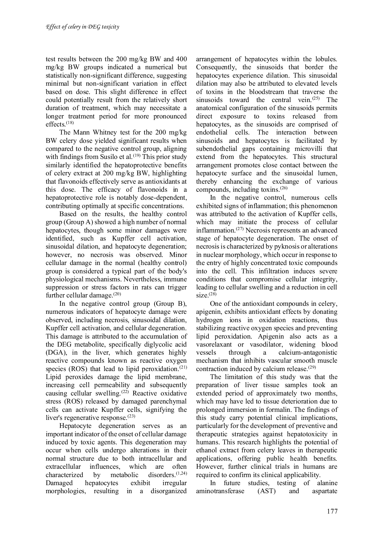 JURIS Hepatoprotective Effects of Celery in Diethylene Glycol Induced Toxicity in Rats