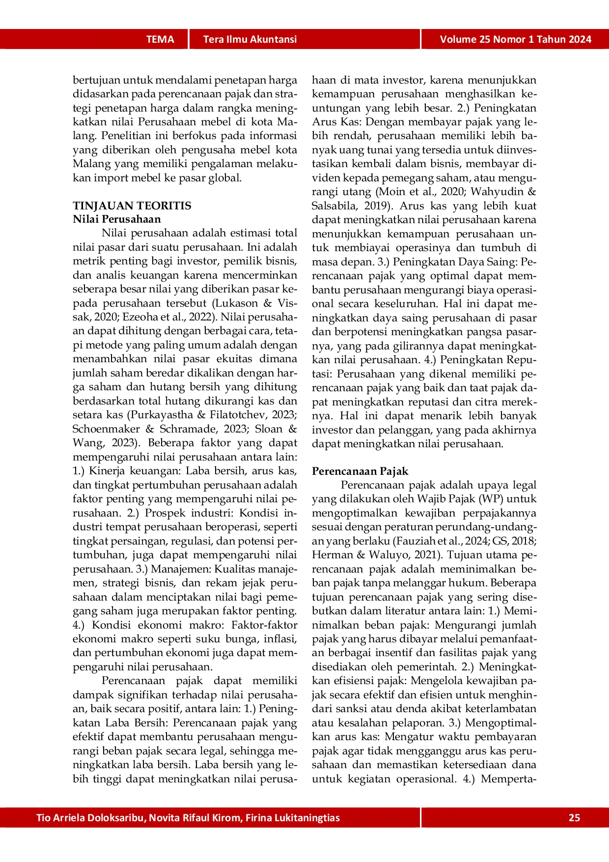 JURIS Strategi Penetapan Harga Jual Dan Perencanaan Pajak Dalam Rangka Meningkatkan Nilai Perusahaan