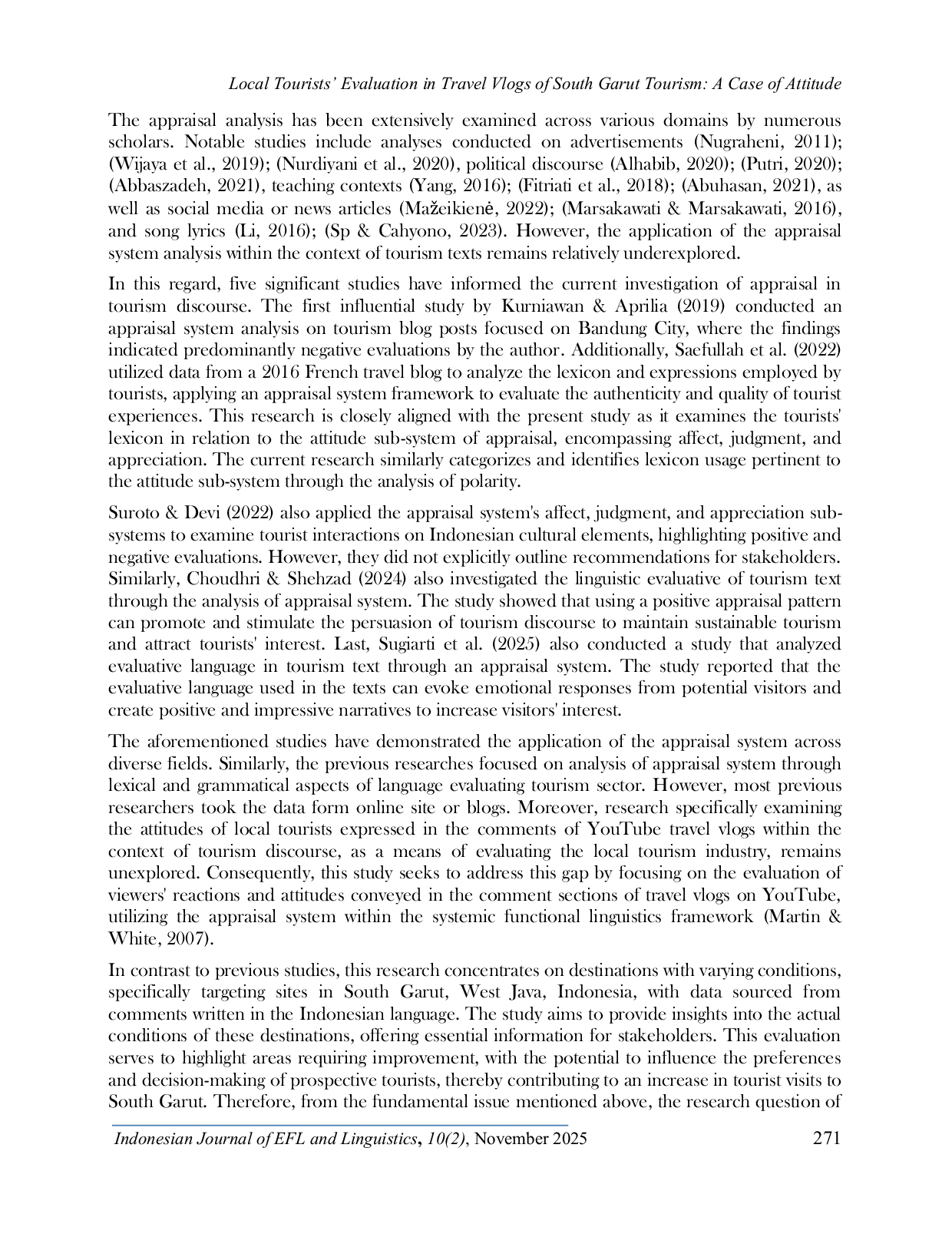 JURIS Local Tourists Evaluation In Travel Vlogs Of South Garut Tourism A Case Of Attitude