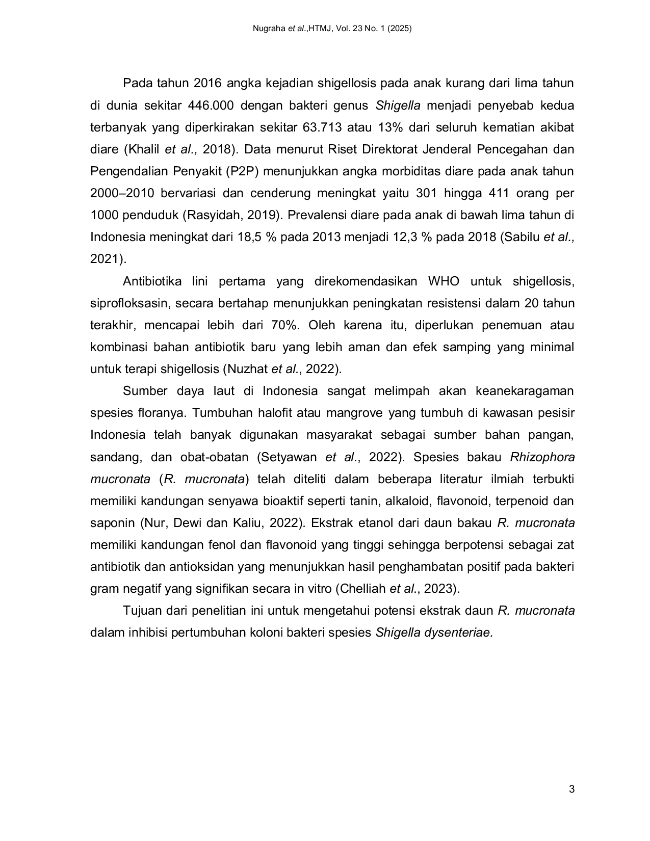 JURIS Uji Aktivitas Antibakteri Ekstrak Etanol Daun Rhizophora Mucronata Terhadap Shigella Dysenteriae