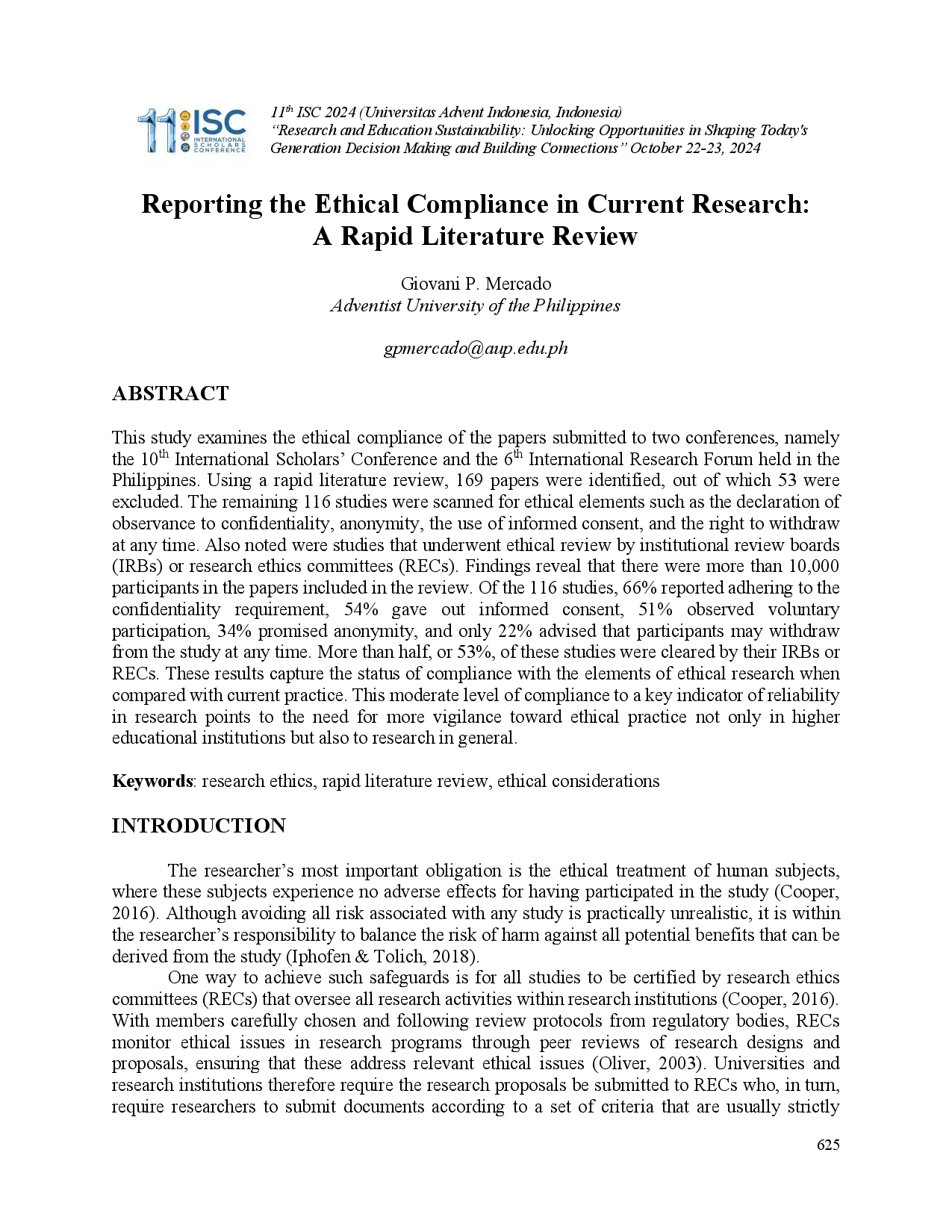 juris Reporting the Ethical Compliance in Current Research A Rapid Literature Review