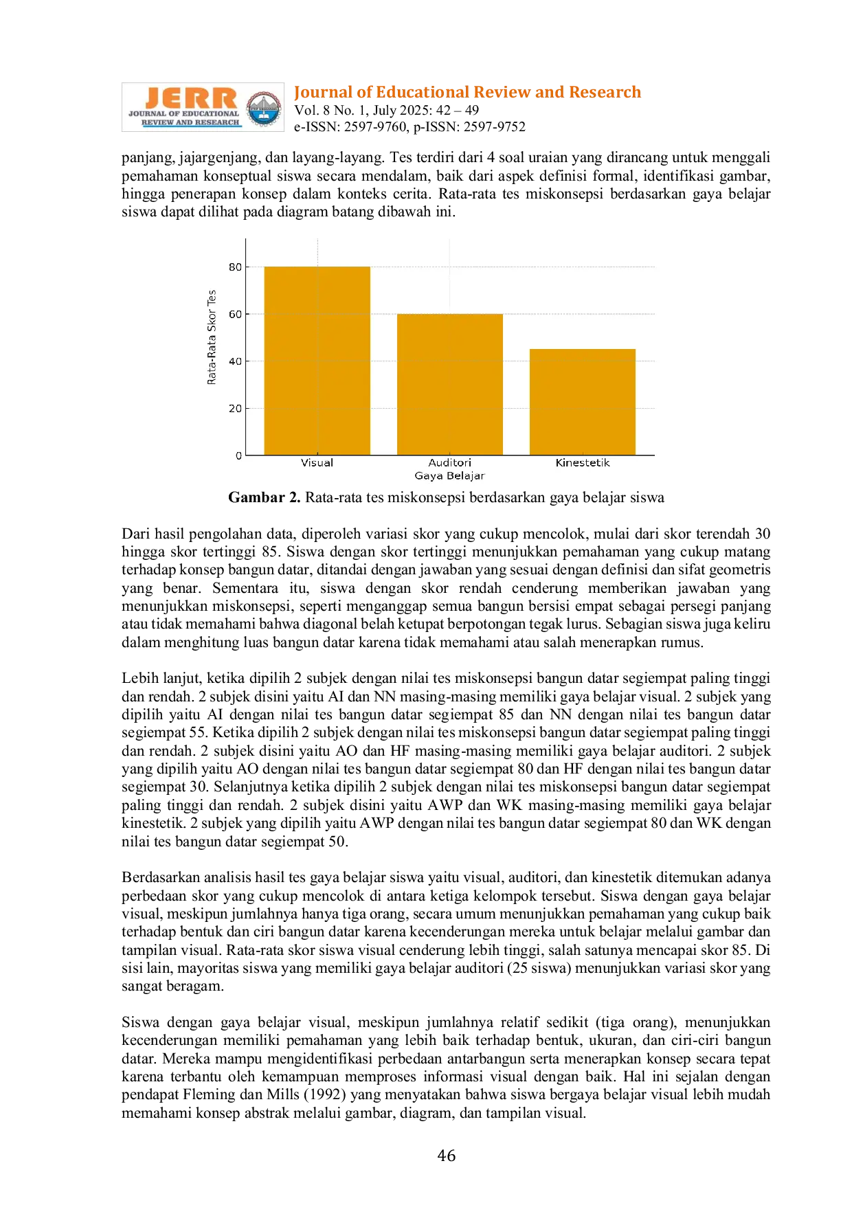 JURIS Eksplorasi Miskonsepsi Siswa Berdasarkan Gaya Belajar Visual Auditori Kinestetik VAK Pada Materi Bangun Datar Segiempat