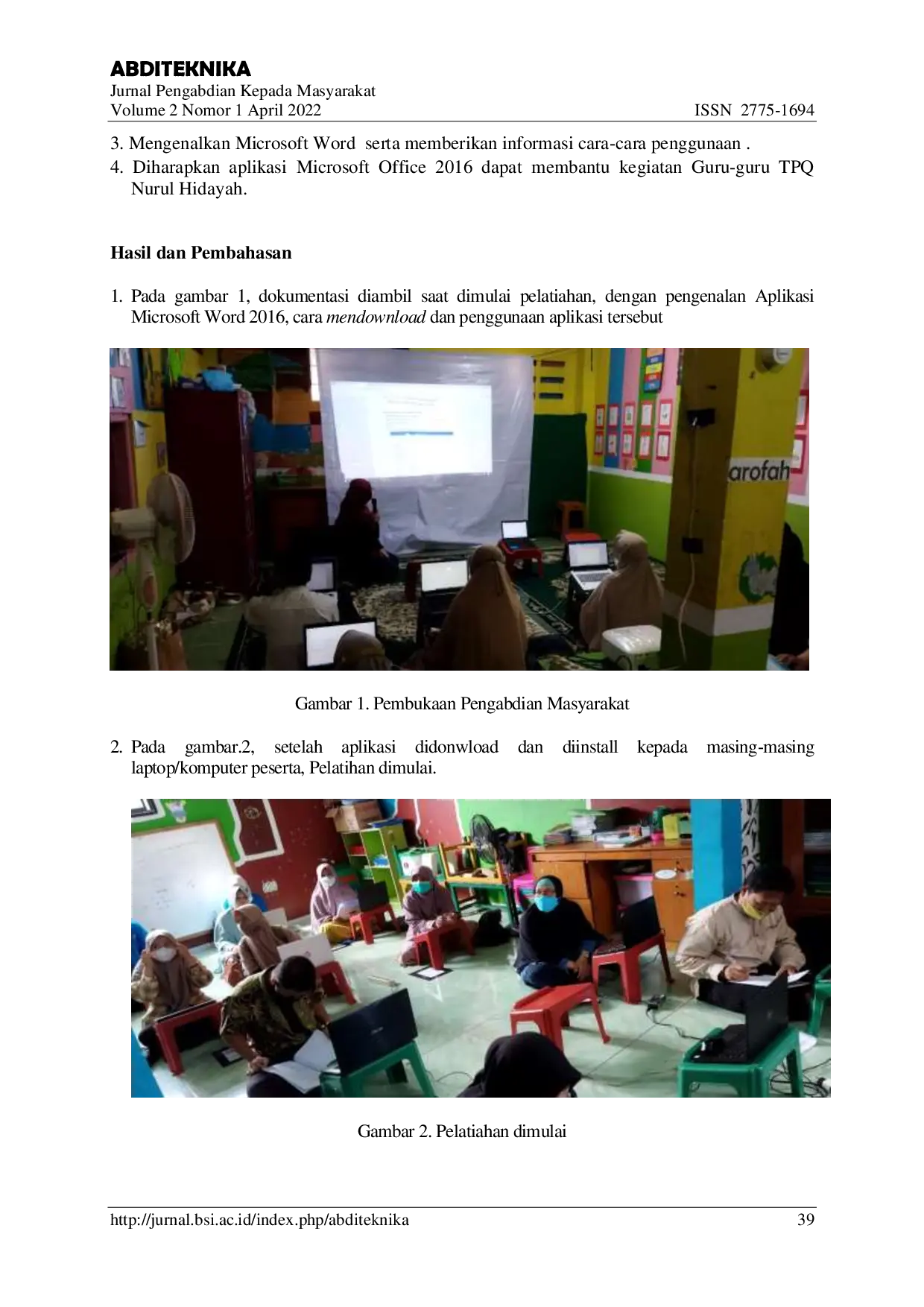 JURIS Workshop Pengenalan Dasar Microsoft Word 2016 Pada Pengajar TPQ Nurul Hidayah Kelurahan Warakas Tanjung Priok