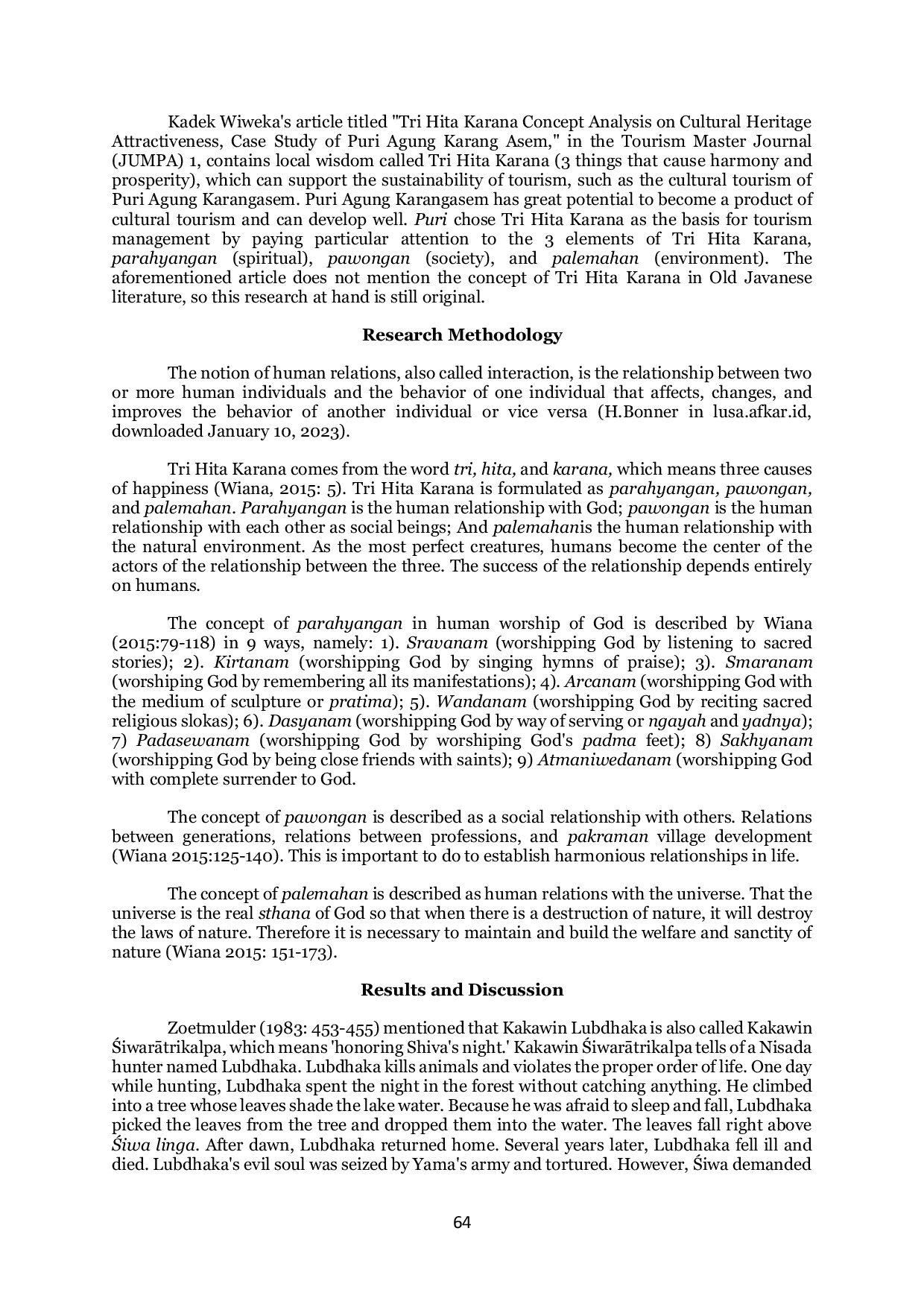 JURIS The Concept of Tri Hita Karana in Kakawin Siwaratrikalpa as a Means to Interpret Life