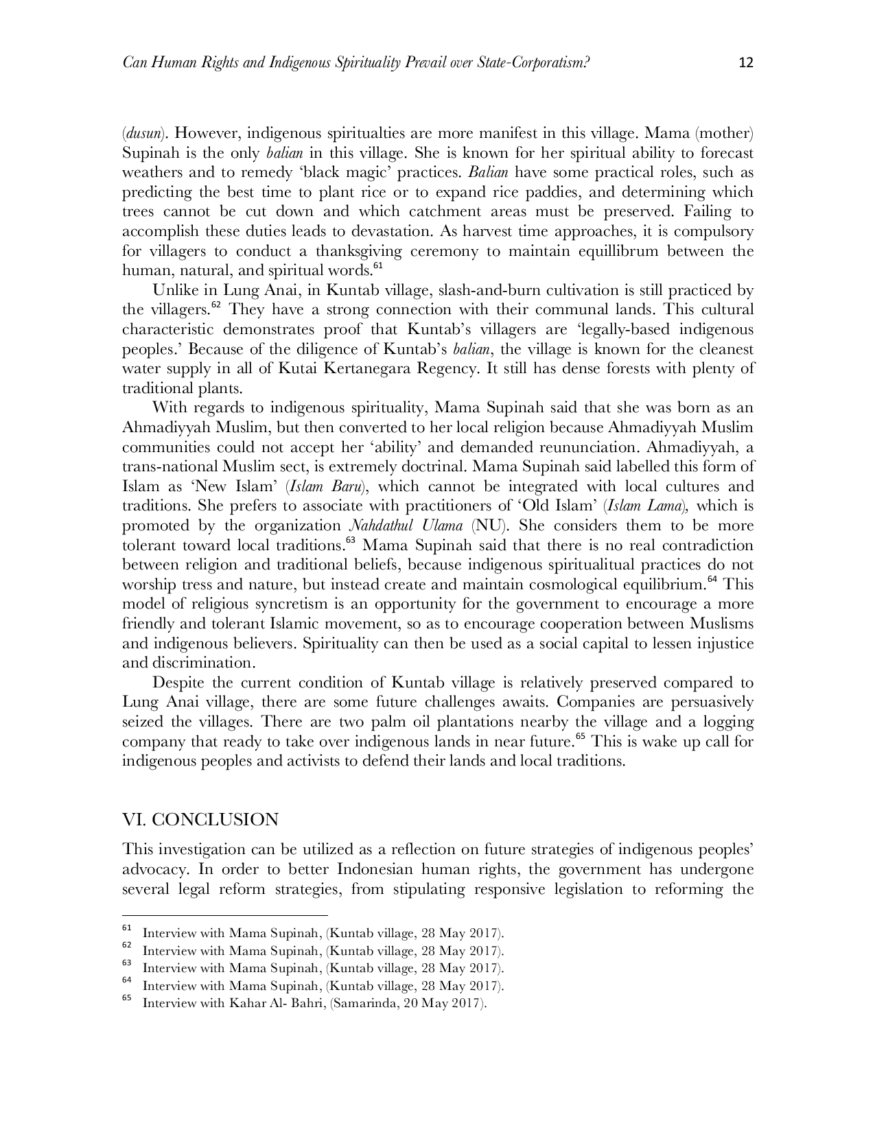 juris Can Human Rights and Indigenous Spirituality Prevail over State Corporatism A Narrative of Ecological and Cultural Rights Violation from East Kalimantan Indonesia An Activist Perspective