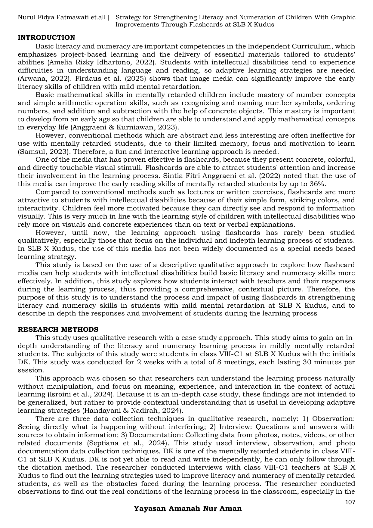 JURIS Strategy for Strengthening Literacy and Numeration of Children With Graphic Improvements Through Flashcards at SLB X Kudus