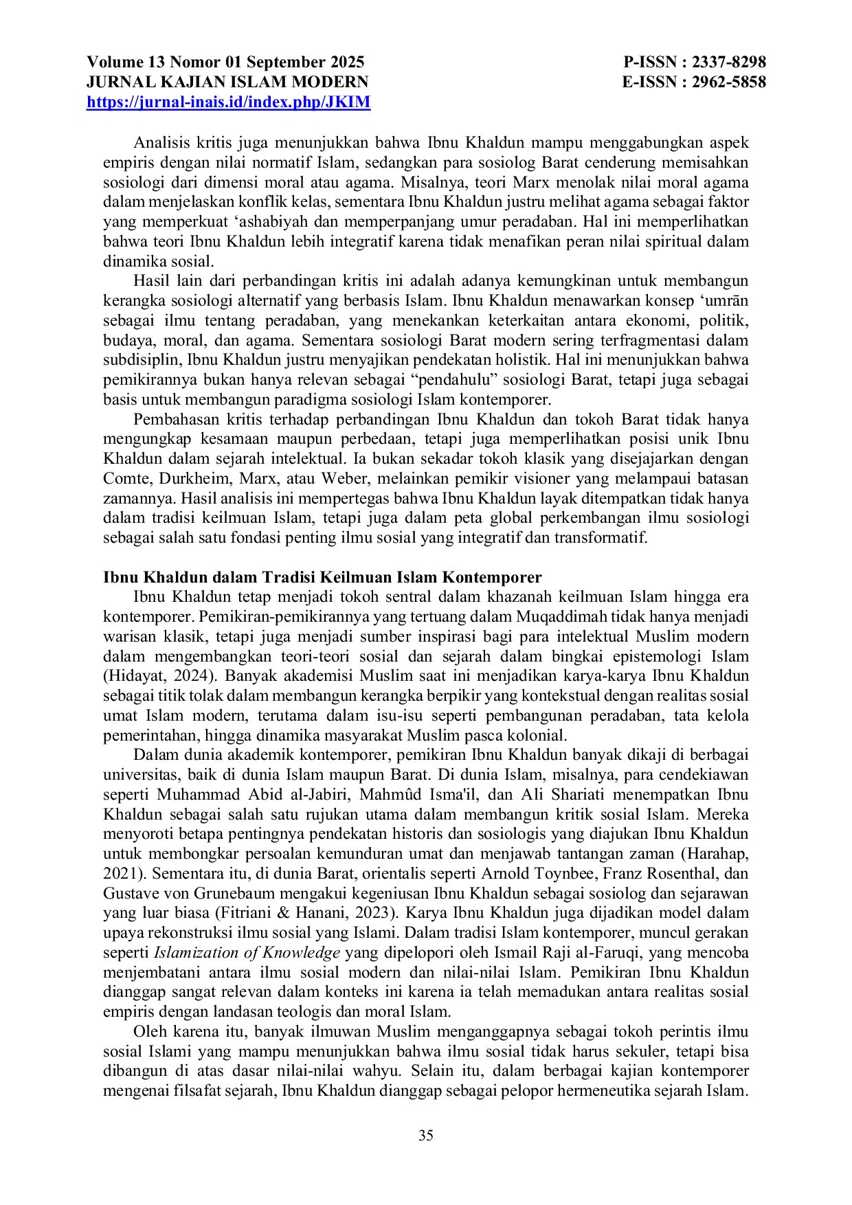 JURIS Ibnu Khaldun Dan Perintisan Ilmu Sosiologi Dalam Tradisi Islam