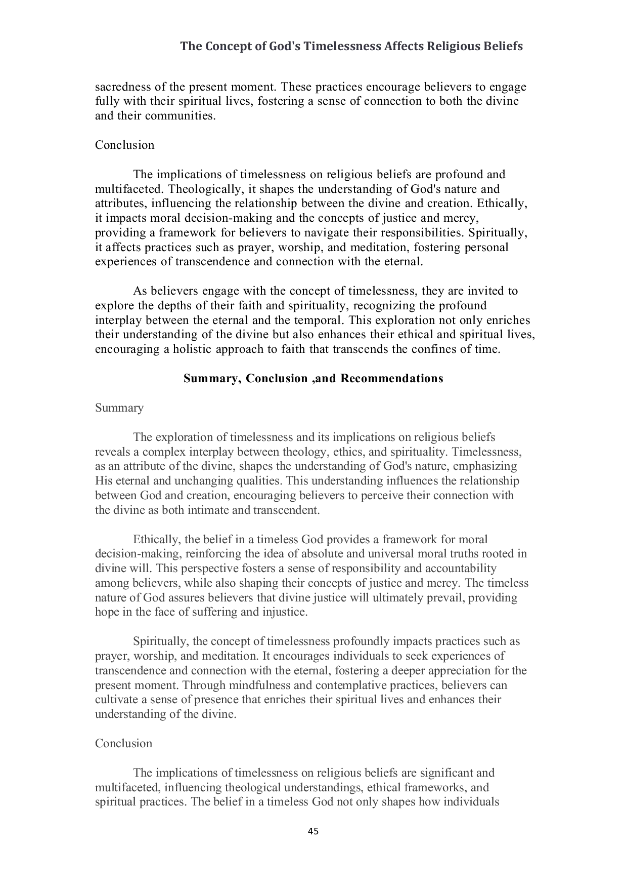 JURIS The Concept of God s Timelessness Affects Religious Beliefs