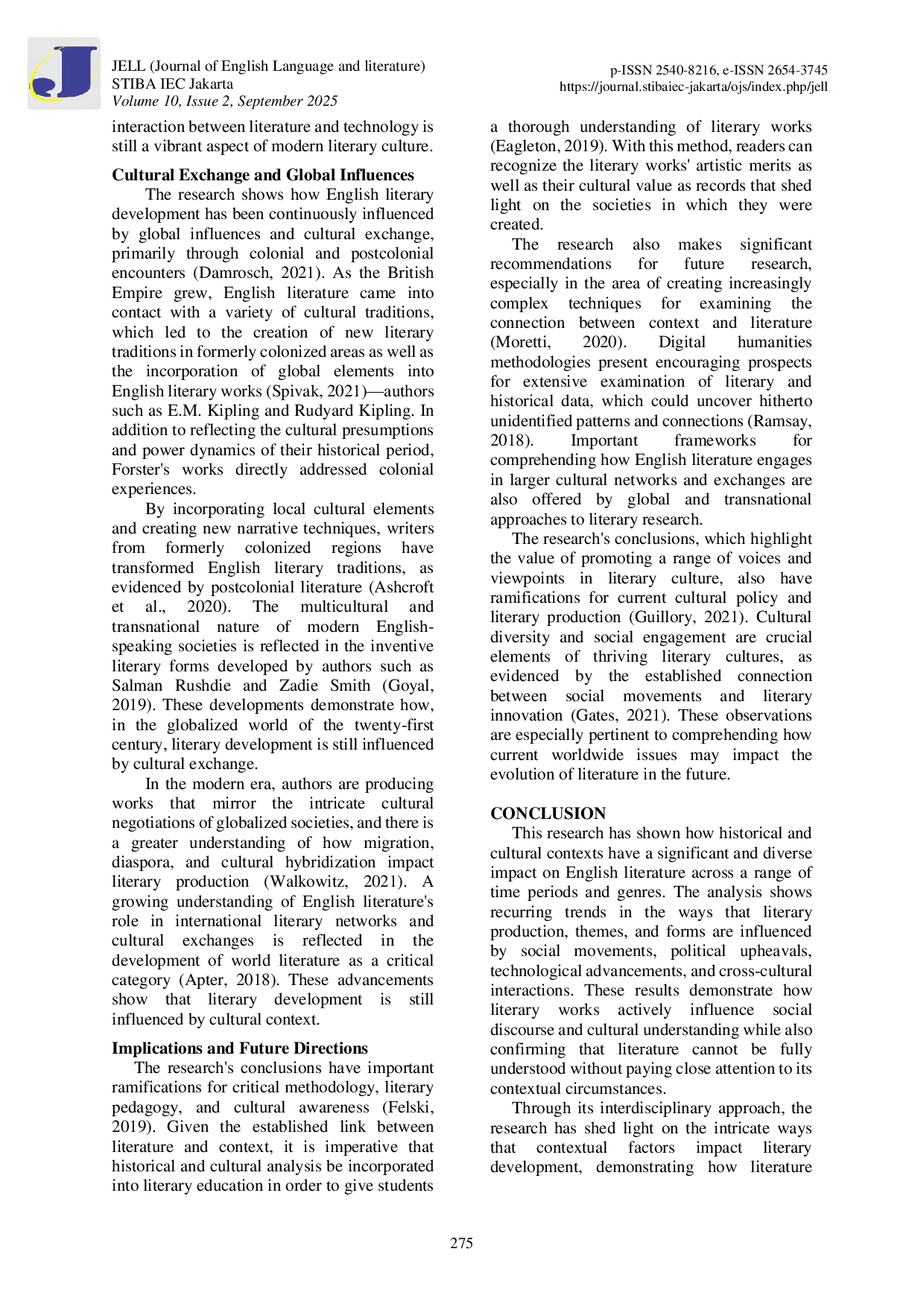 JURIS The Influence of Historical and Cultural Contexts on English Literature A Contemporary Analysis