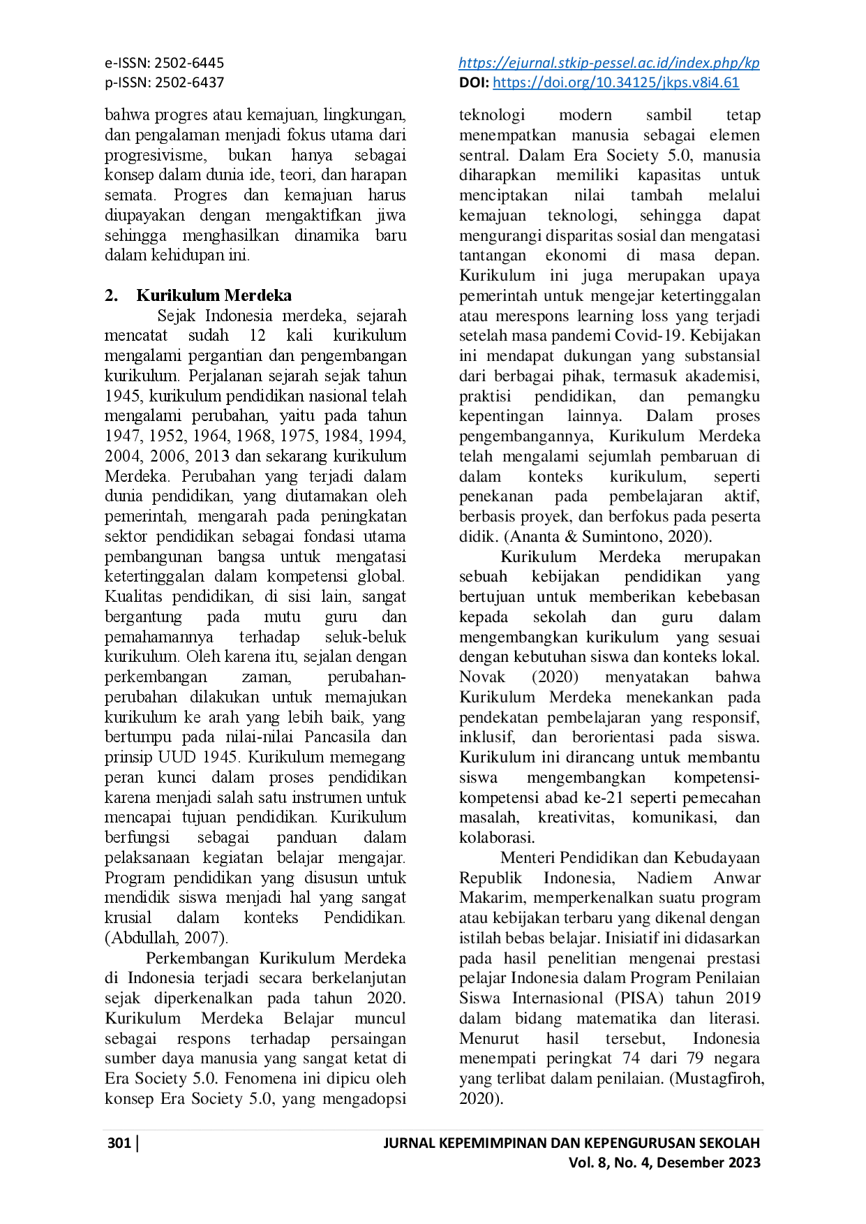 JURIS Kurikulum Merdeka Belajar Dalam Perspektif Filsafat Pendidikan Aliran Progressivisme