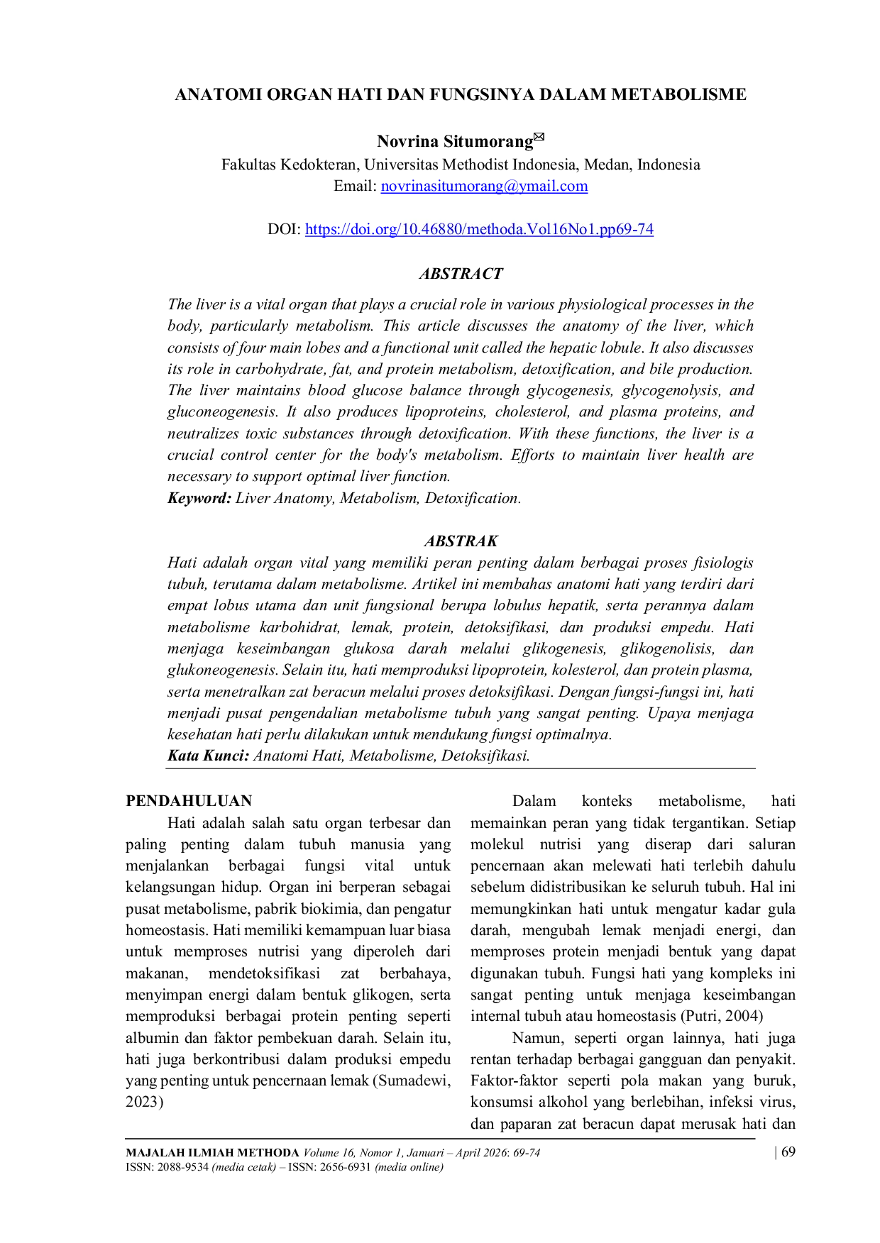 JURIS Anatomy of the Liver and Its Function in Metabolism