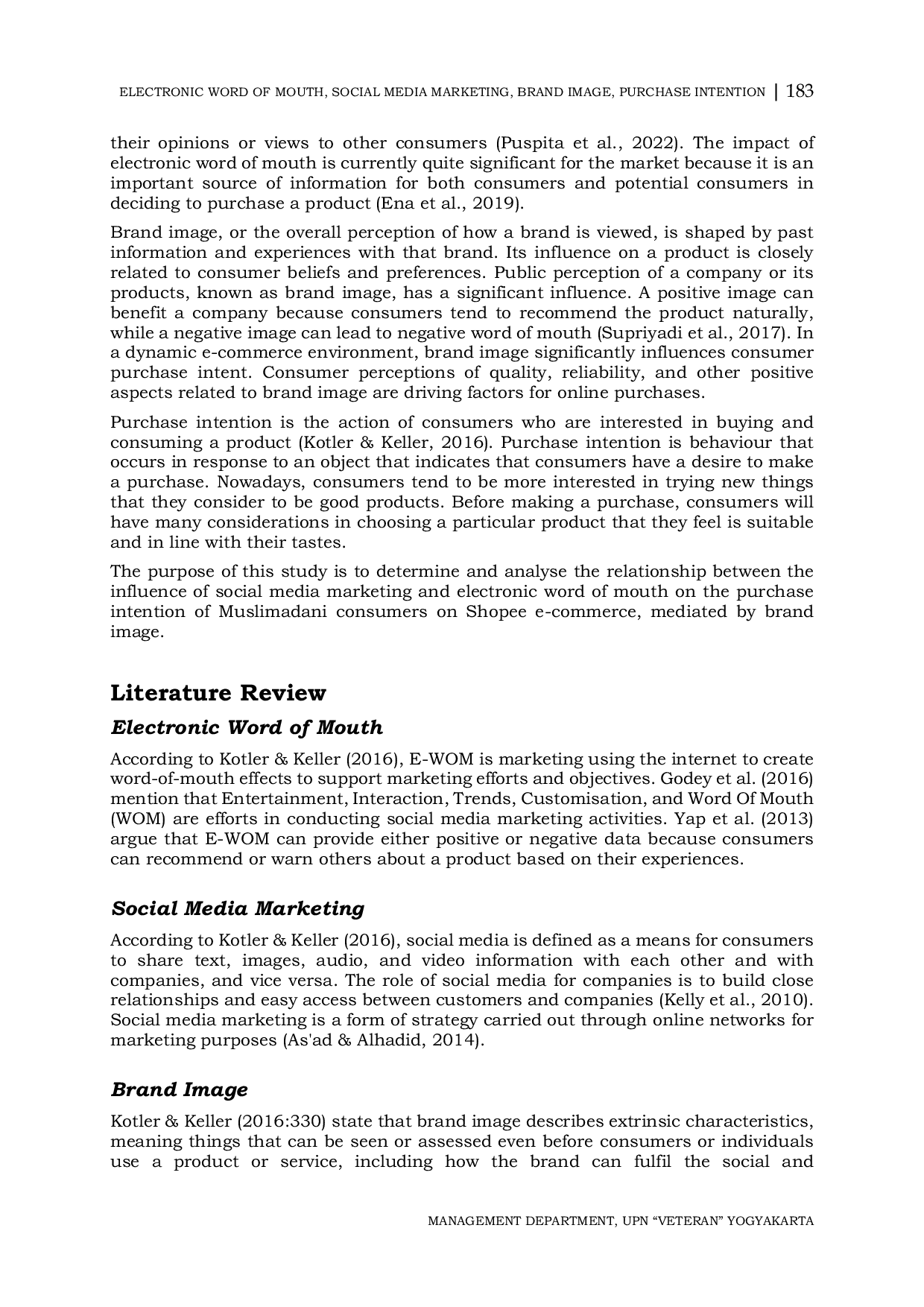 JURIS The Effect of E WOM and Social Media Marketing on the Purchase Intention of Muslimadani Fashion Consumers Mediated by Brand Image