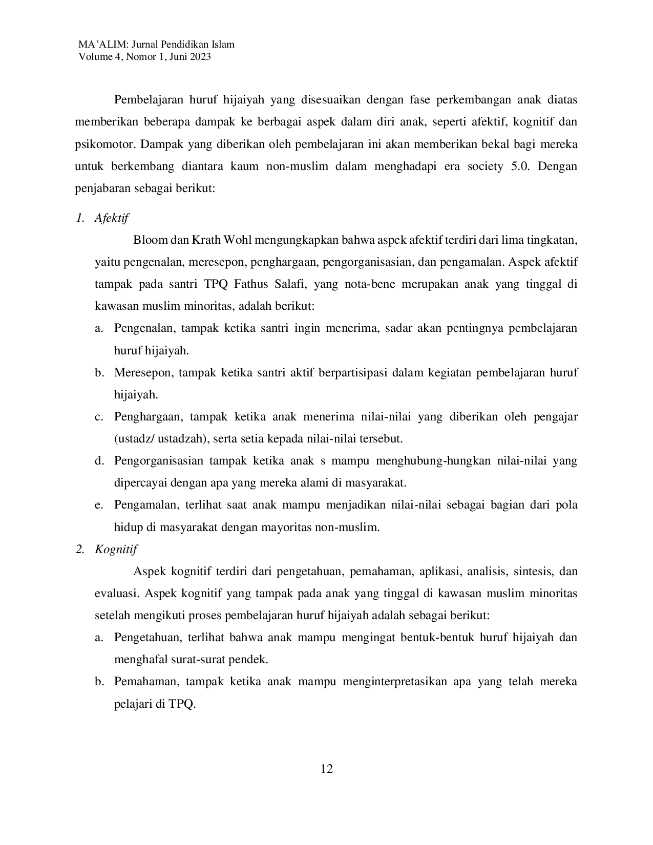JURIS Pengembangan Pembelajaran Huruf Hijaiyah Bagi Anak di Kawasan Muslim Minoritas untuk Menghadapi Era Society 5 0