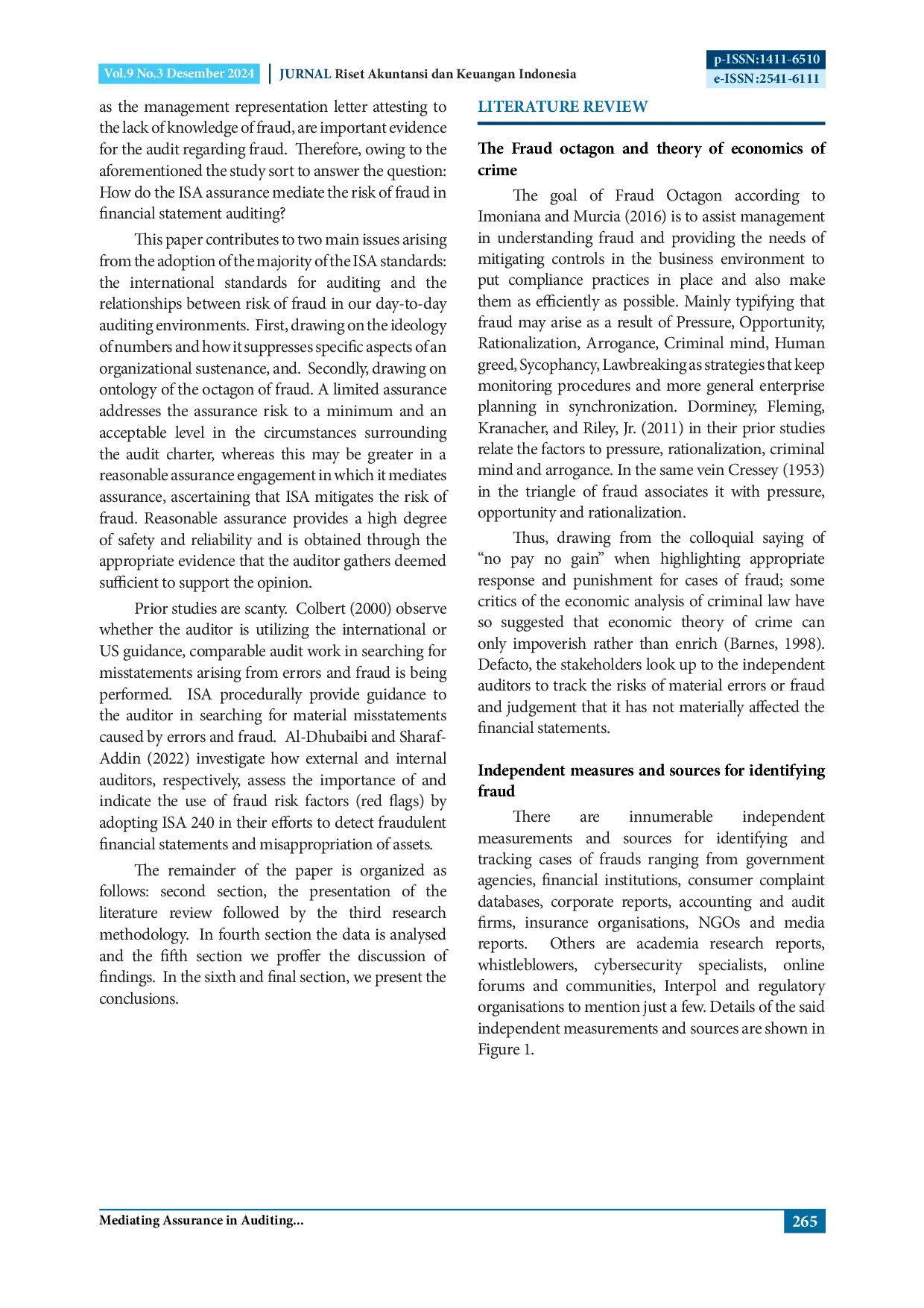 JURIS Mediating Assurance in Auditing Standards Auditors Mitigation of Risks of Frauds