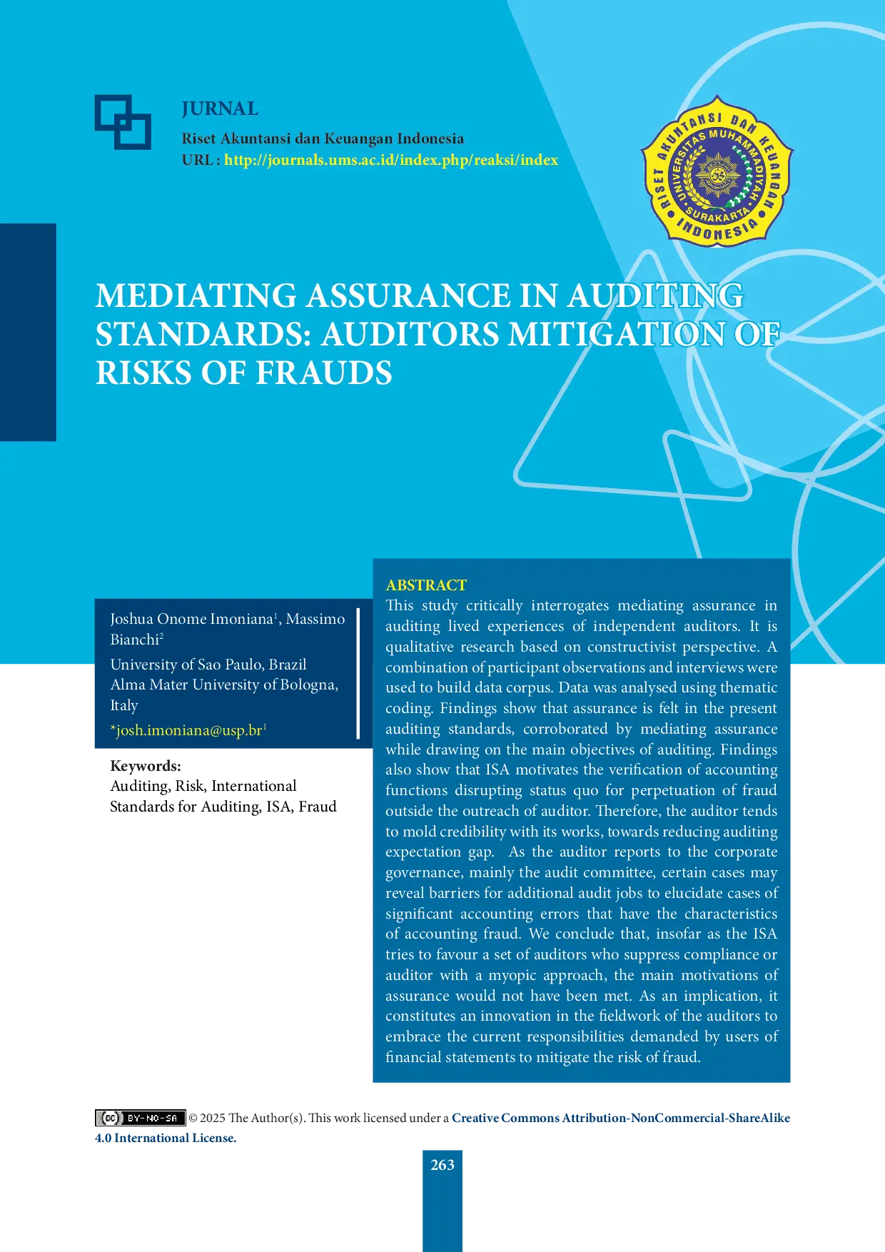 JURIS Mediating Assurance in Auditing Standards Auditors Mitigation of Risks of Frauds