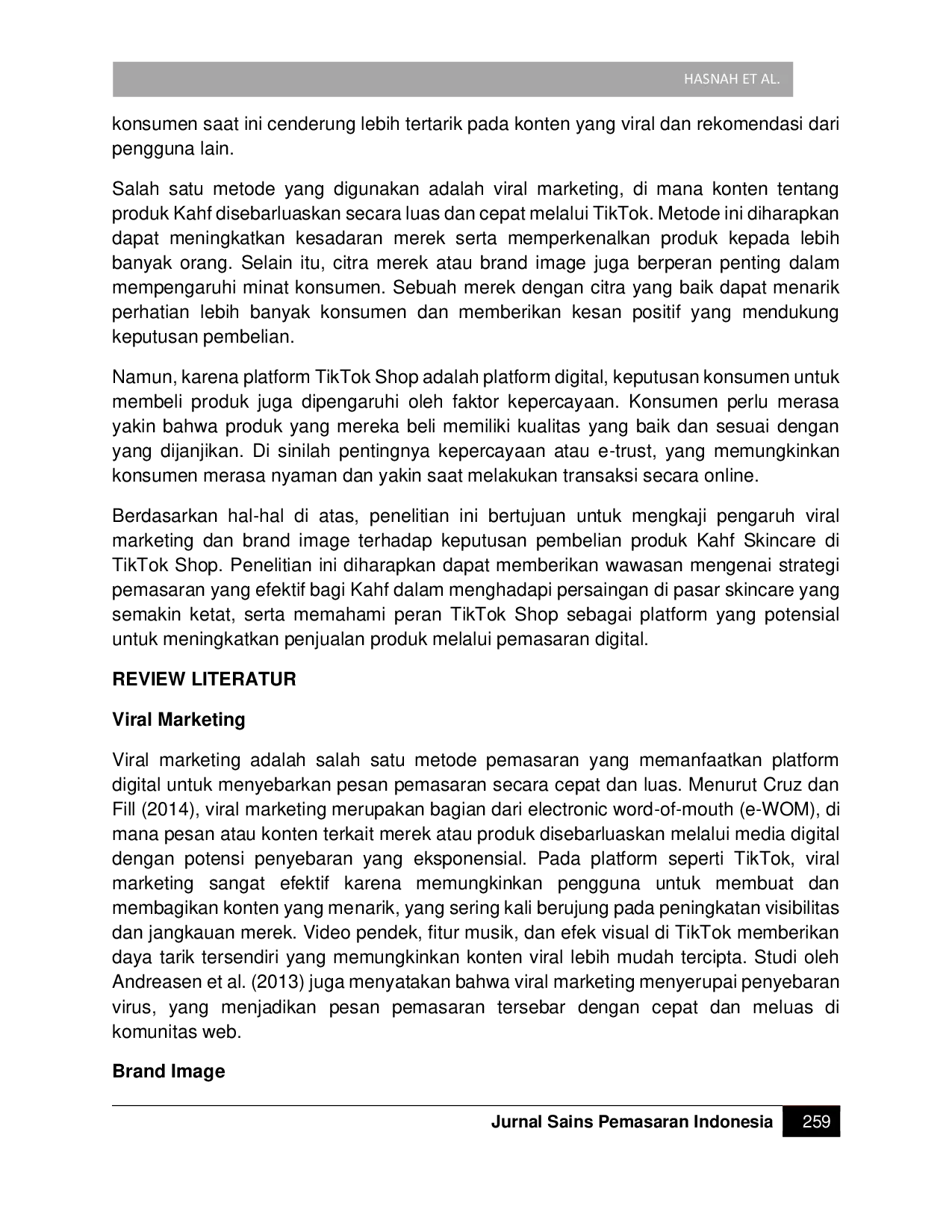 JURIS Pengaruh Viral Marketing dan Brand Image terhadap Keputusan Pembelian Kahf di TikTok Shop
