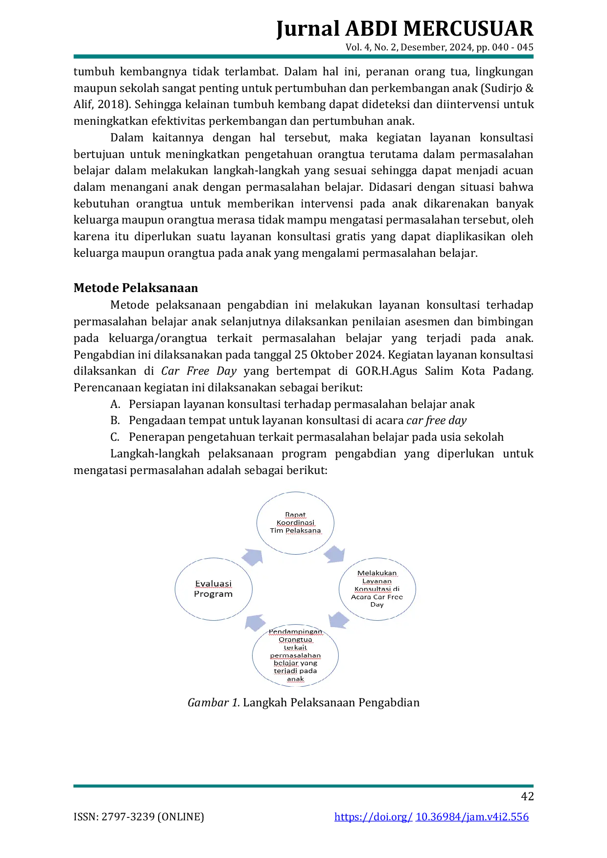 JURIS Layanan Konsultasi Permasalahan Belajar Pada Anak Usia Sekolah Dasar Di Acara Car Free Day Kota Padang