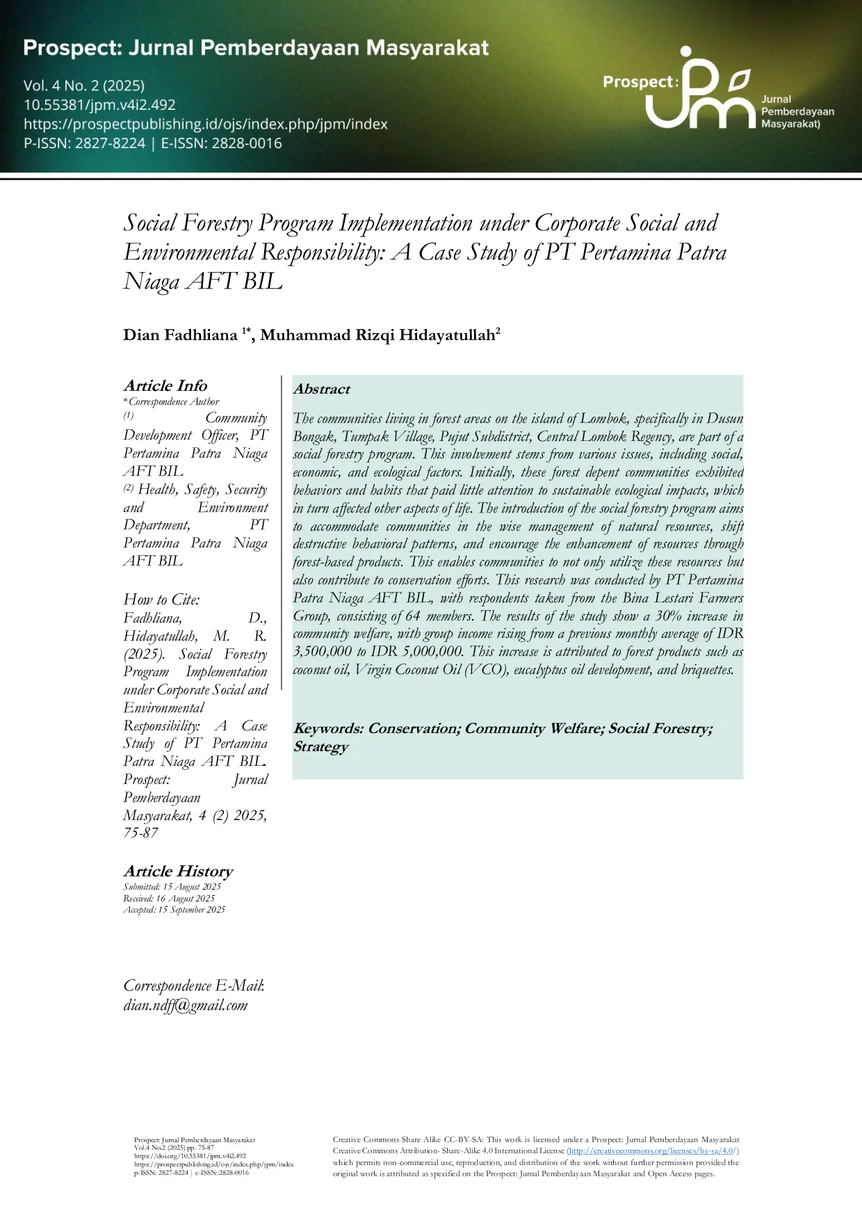 JURIS Social Forestry Program Implementation under Corporate Social and Environmental Responsibility A Case Study of PT Pertamina Patra Niaga AFT BILATION FUEL TERMINAL BANDARA INTERNASIONAL LOMBOK AFT BI