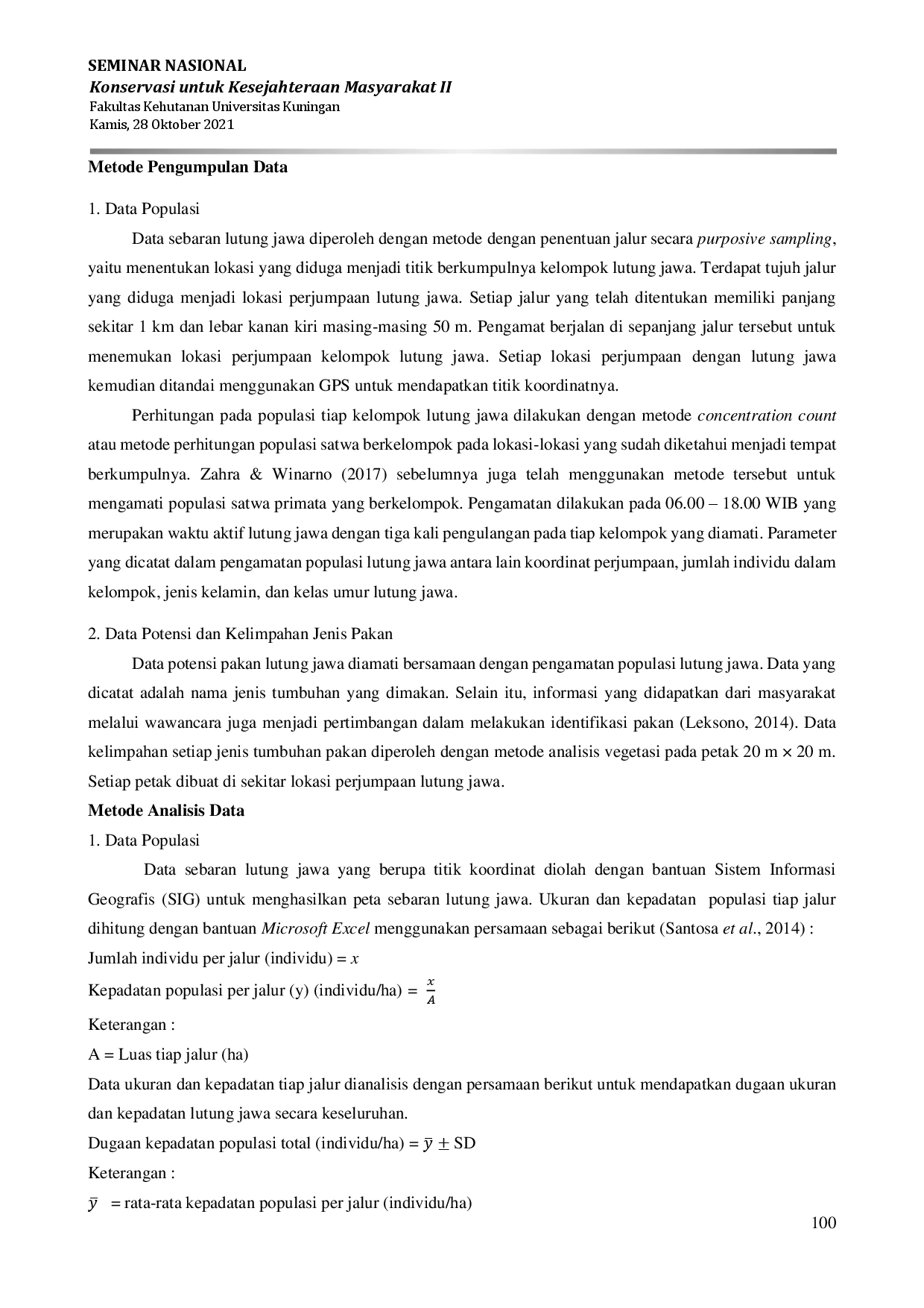 juris Populasi dan Potensi Pakan Lutung Jawa Trachypithecus Auratus di Resort Cibodas Taman Nasional Gunung Gede Pangrango Jawa Barat