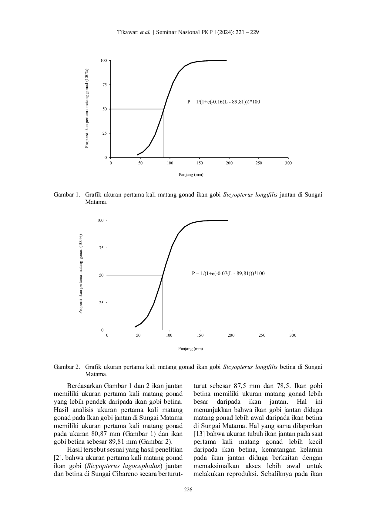 JURIS Nisbah Kelamin dan Ukuran Pertama Kali Matang Gonad Ikan Gobi Sicyopterus longifilis de Beauford 1912 di Sungai Matama Kabupaten Polewali Mandar Sulawesi Barat