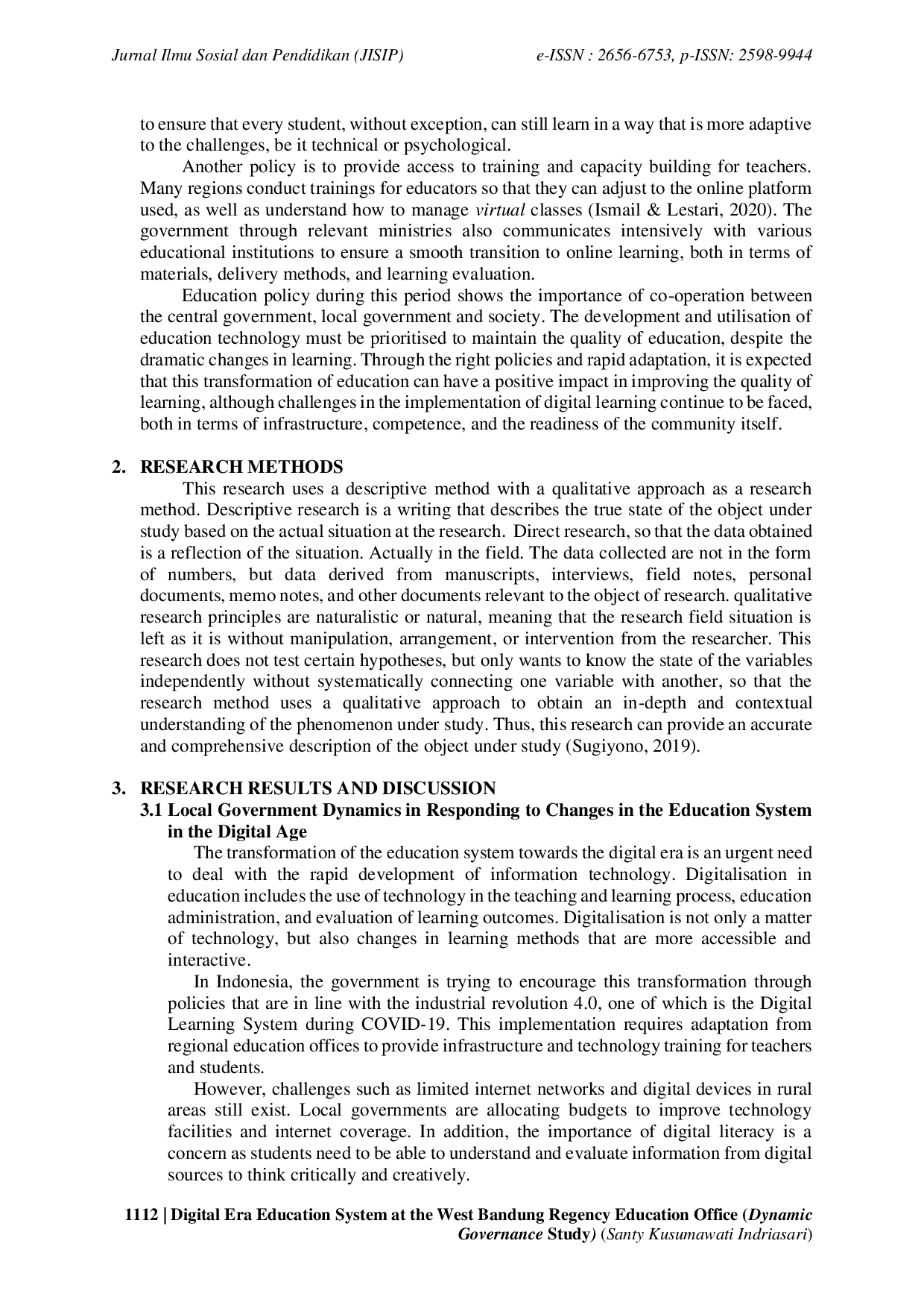 JURIS Digital Era Education System at the West Bandung Regency Education Office Dynamic Governance Study