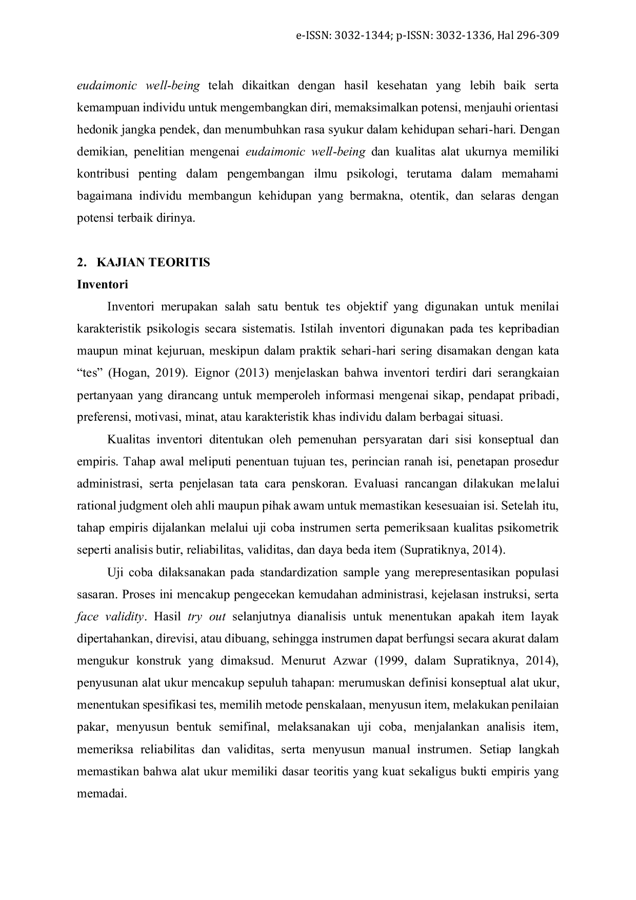 JURIS Validitas dan Reliabilitas Kuesioner Eudaimonic Well Being Versi Bahasa Indonesia