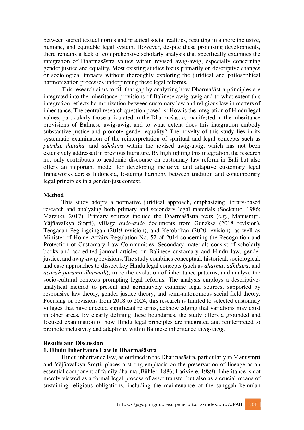 JURIS Reform of Inheritance Rights in Balinese Customary Law Harmonizing DharmauAstra and Gender Justice