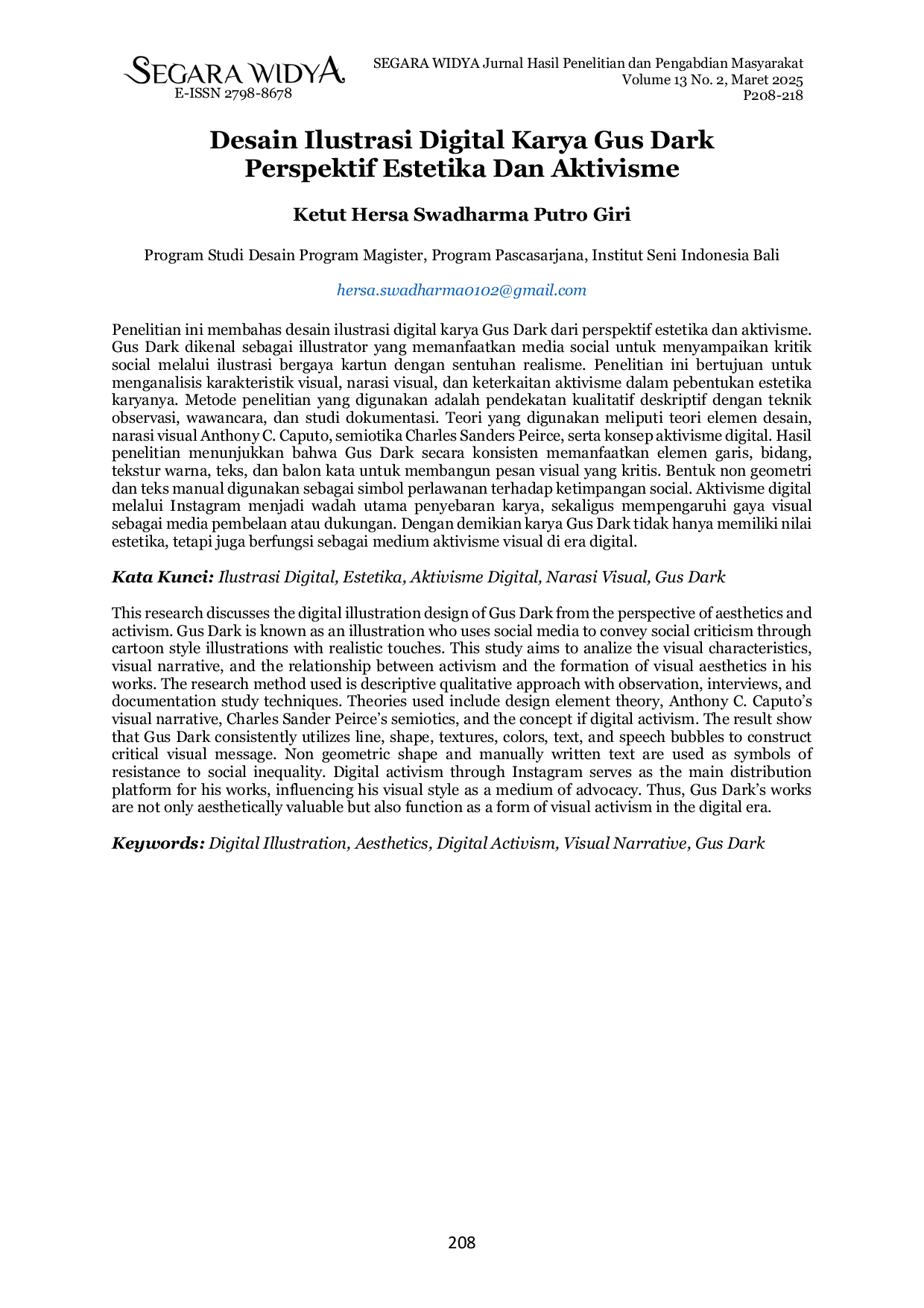 JURIS Desain Ilustrasi Digital Karya Gus Dark Perspektif Estetika Dan Aktivisme