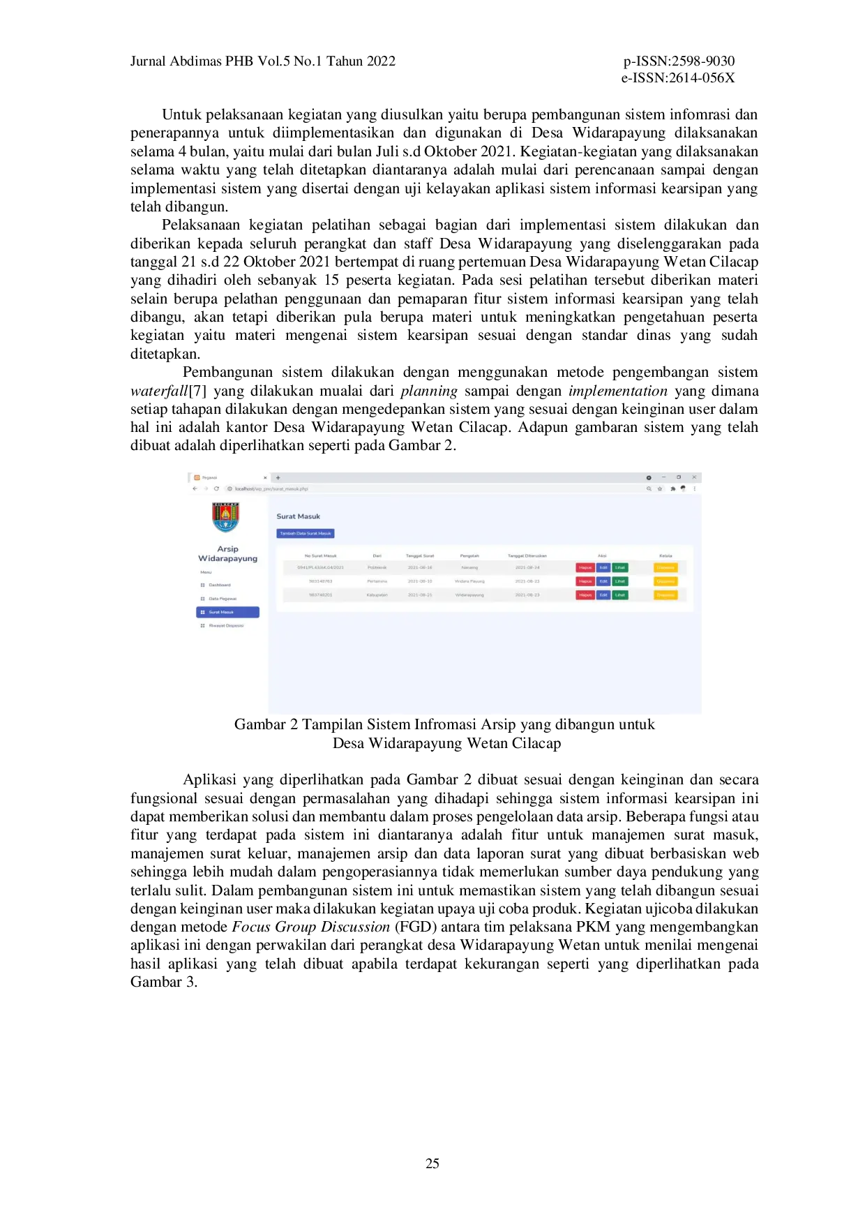 juris Implementasi Sistem Informasi Arsip Desa Widarapayung Wetan Cilacap Untuk Peningkatan Pelayanan Pemerintah