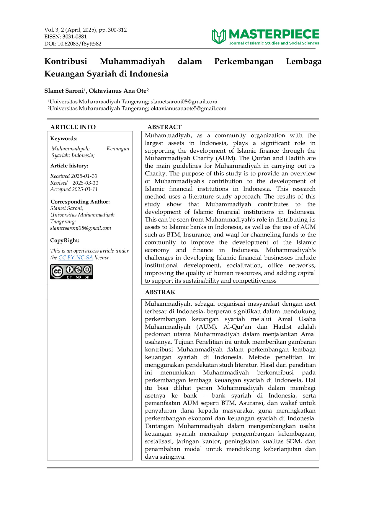 JURIS Kontribusi Muhammadiyah dalam Perkembangan Lembaga Keuangan Syariah di Indonesia